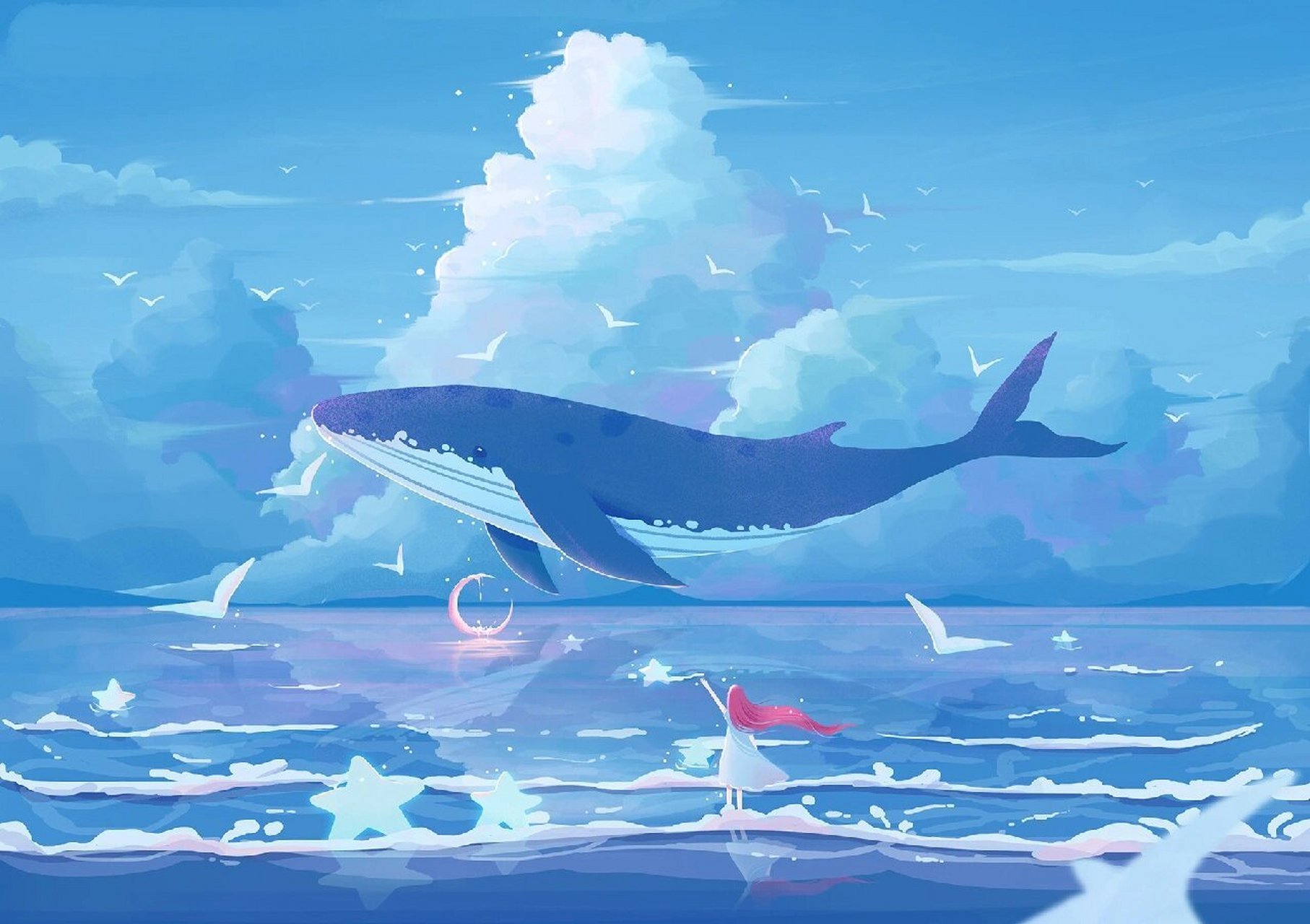 蓝鲸唯美图片漫画图片