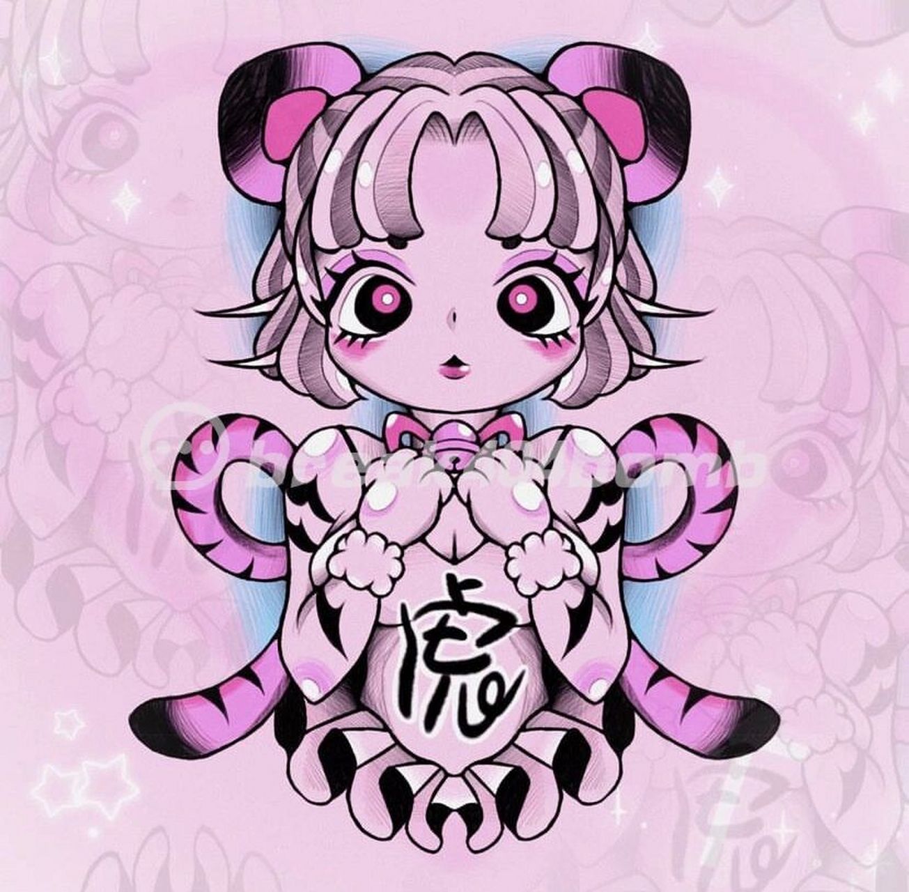 杭州纹身# #女生纹身# #可爱卡通人物# #可爱的二次元少女# #小熊