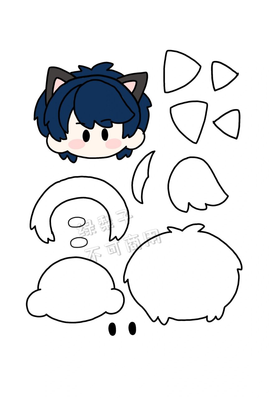 不织布|大头李泽言(含图纸) 给朋友做了一个大头李泽言不织布 眼睛