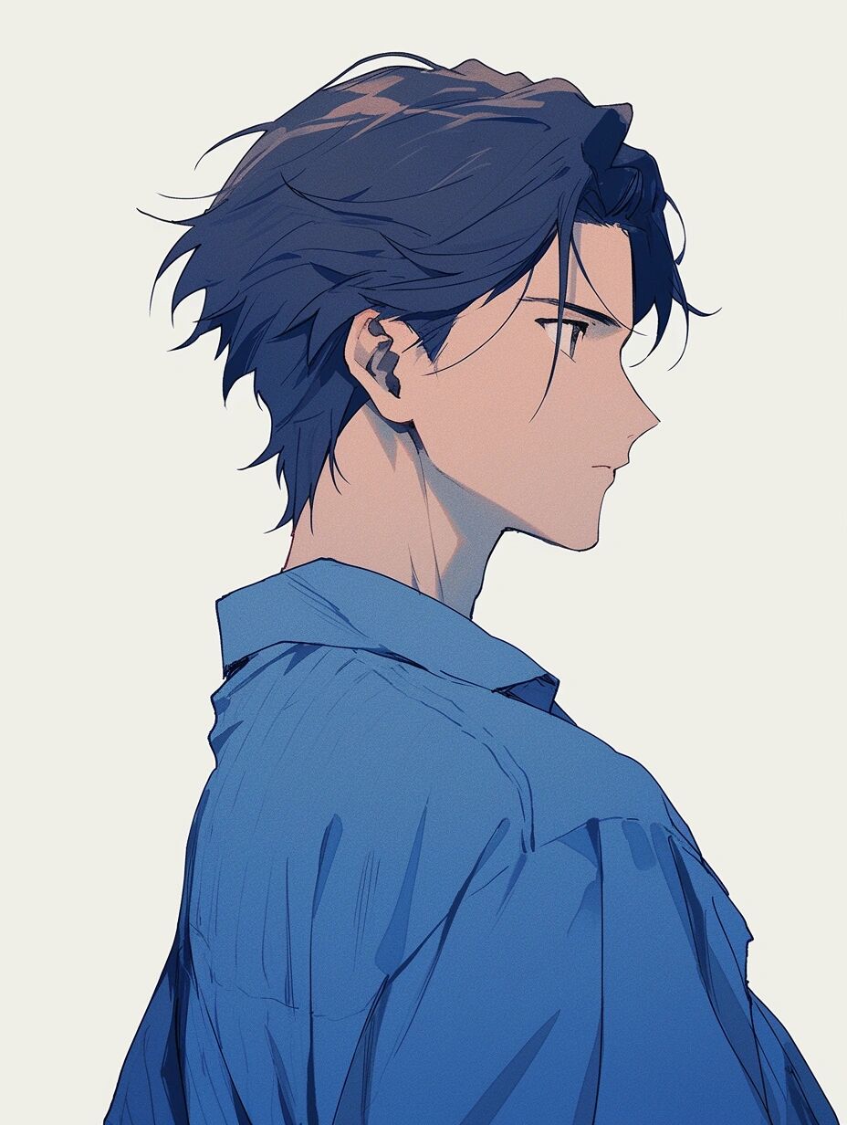 男生头像|蓝色系 痞帅侧脸杀9215