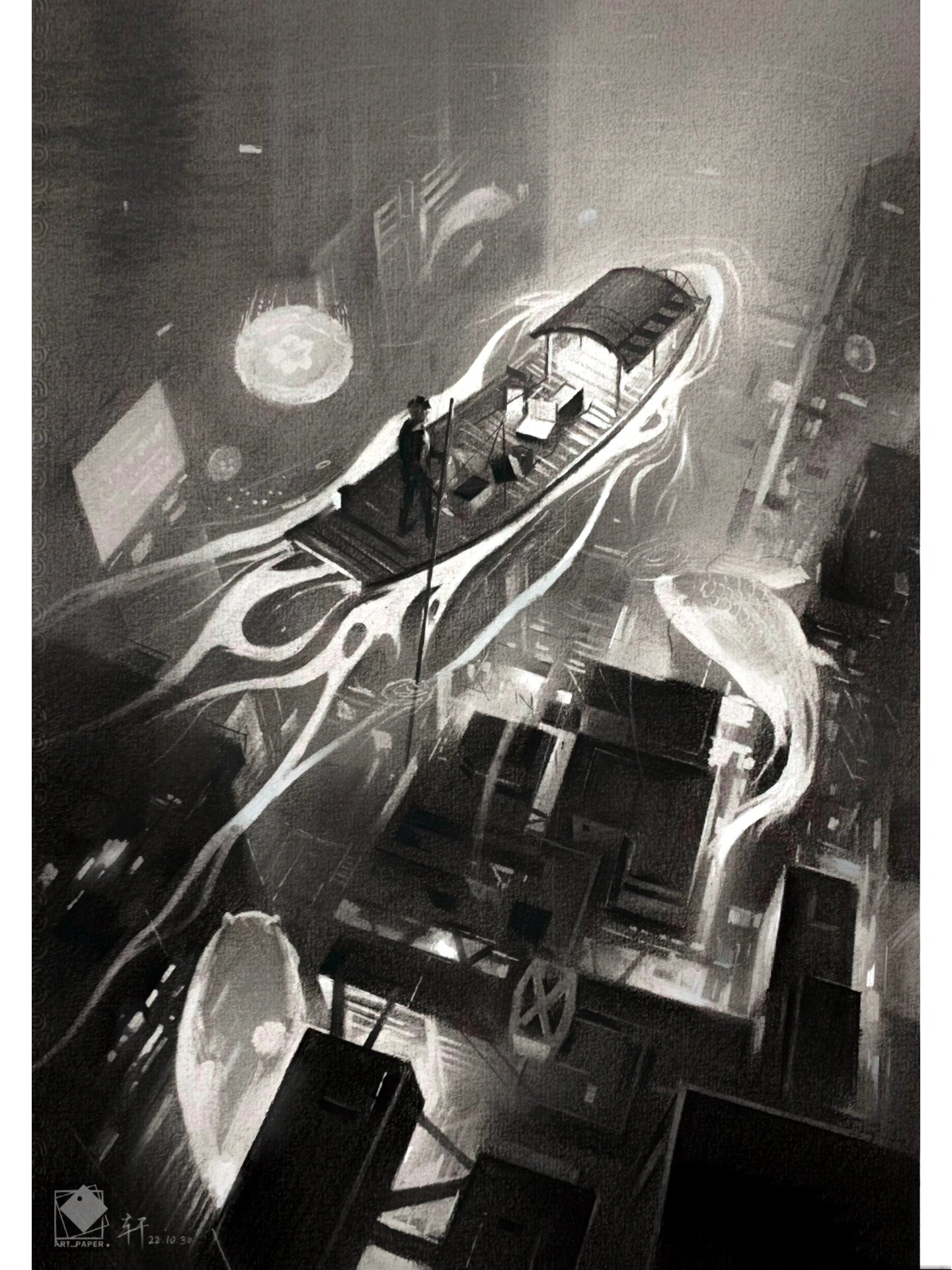 素描-超现实空间 作画完整步骤分享 如果影视作品能分成真实环境的