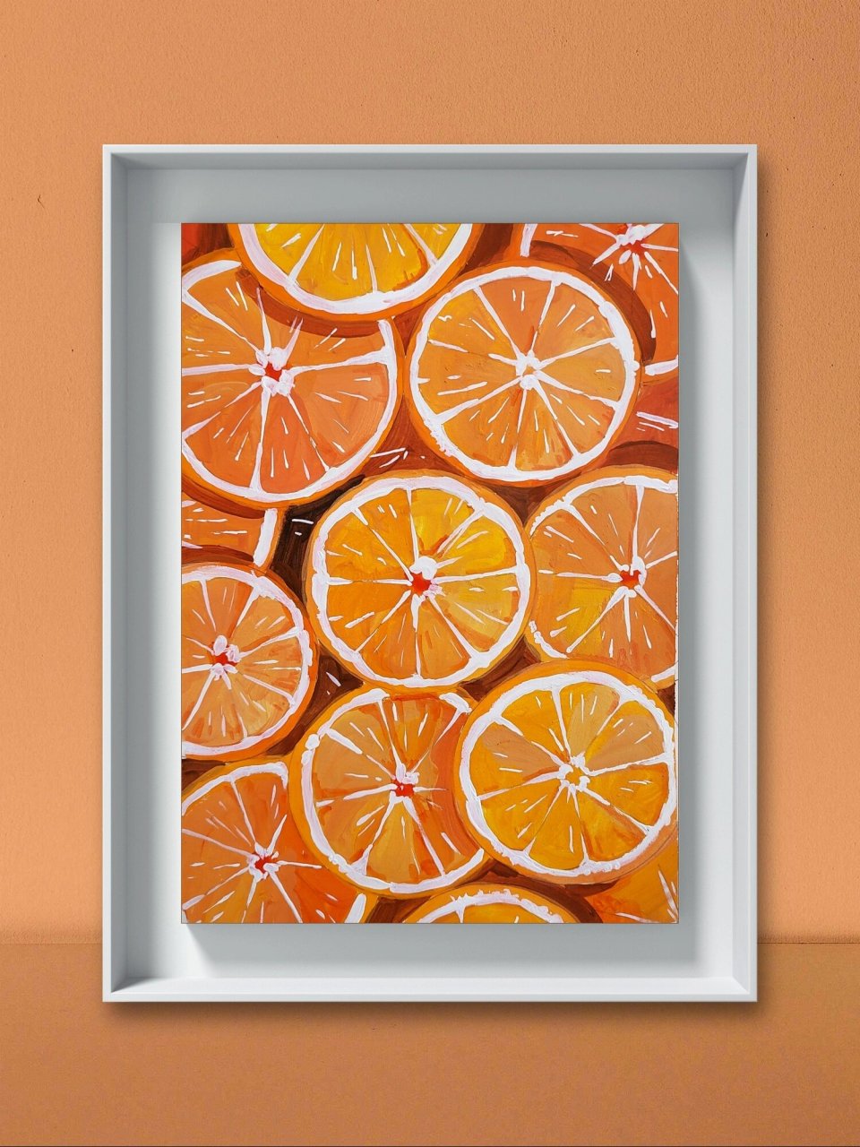 儿童水粉丙烯画水果系列《橙意满满》 1,画底稿,橙子可以画大一点不用