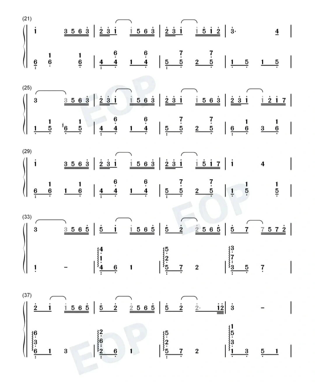 《所念皆星河》双手简谱 初学钢琴谱 你是飘落凡间的天使,只为将人间