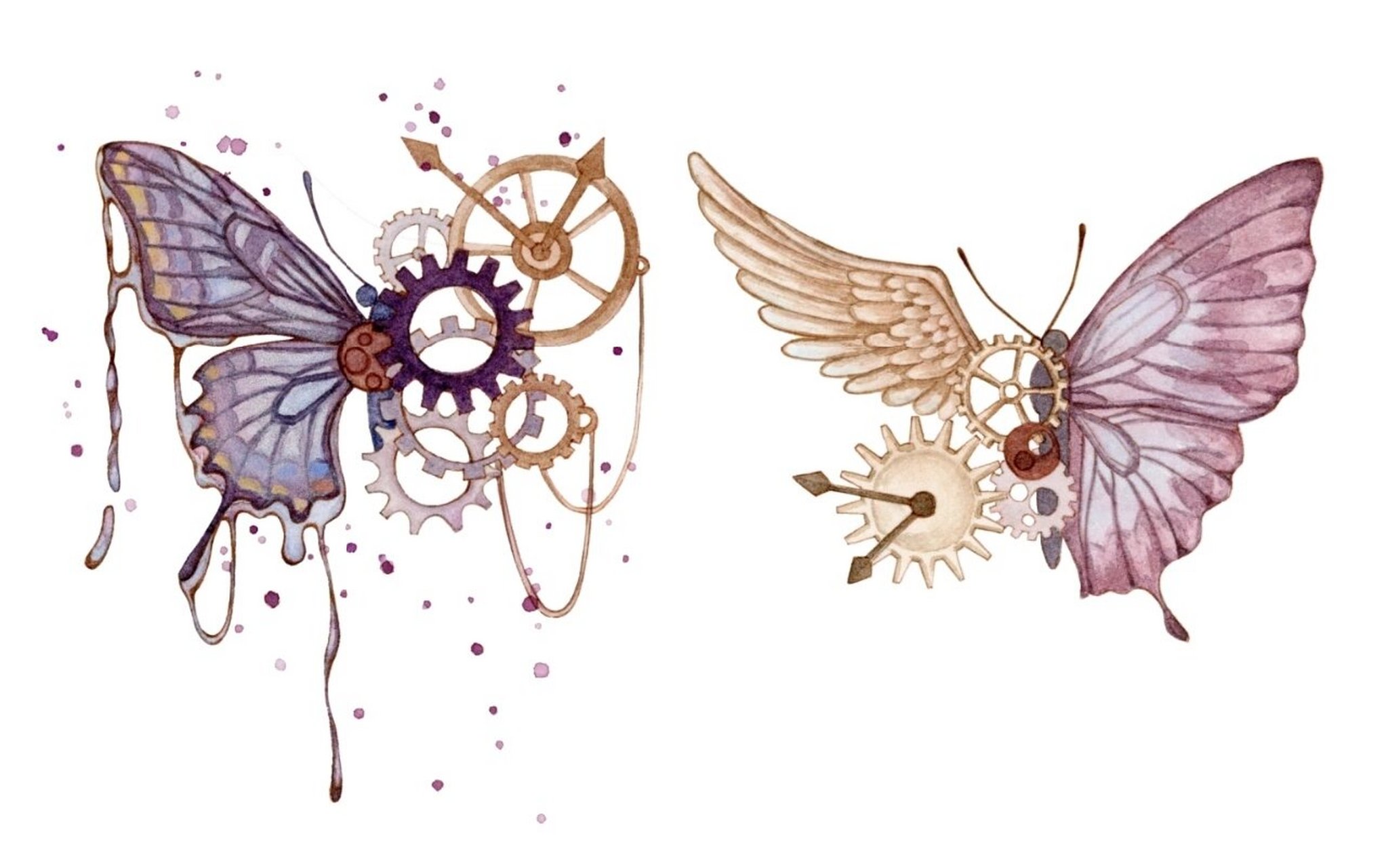 一组机械蝴蝶🦋水彩 分享一组小蝴蝶,希望亲亲们喜欢😍 已经出售