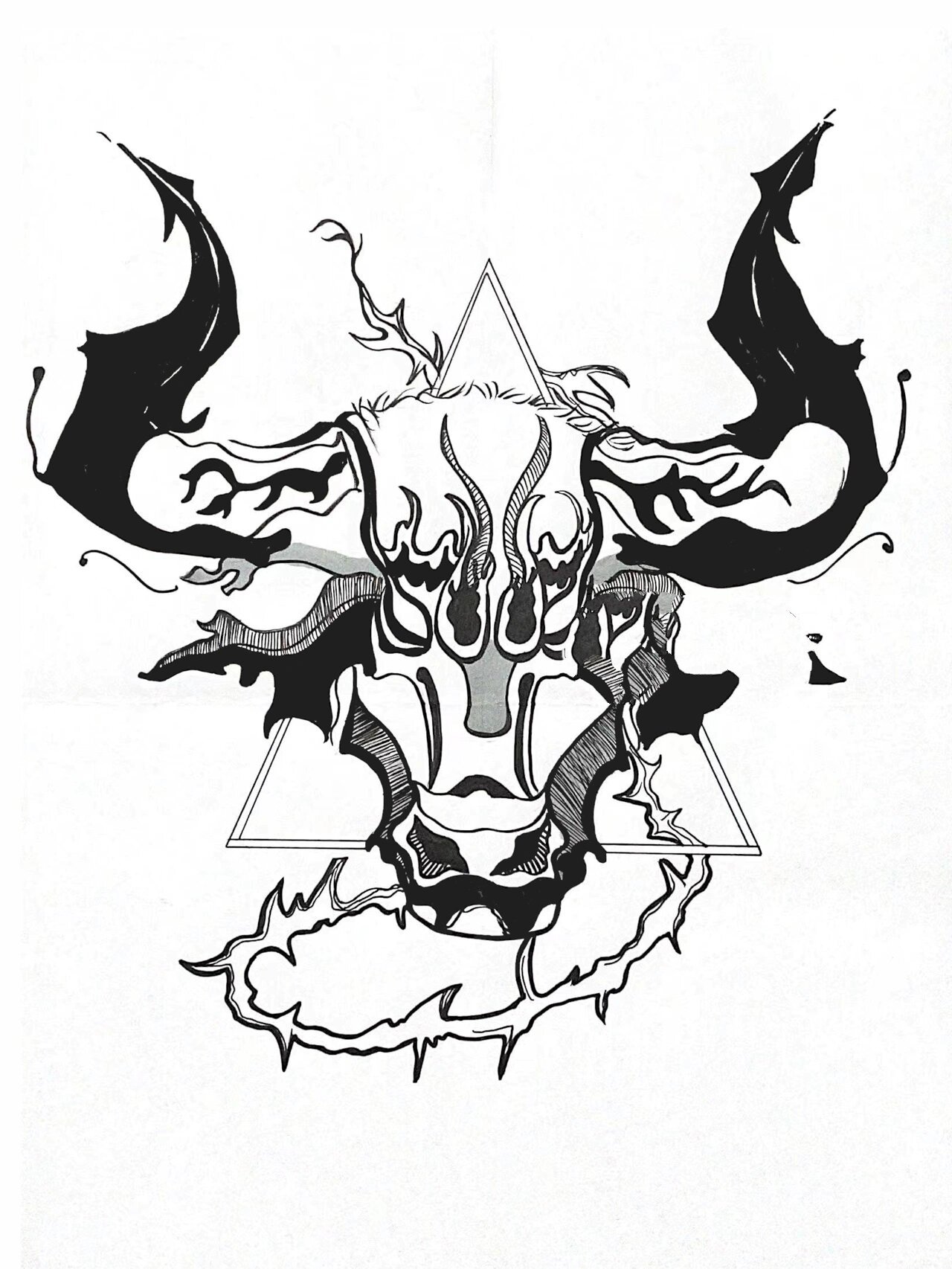 手稿|插画|黑白 90牛年画画牛头 90以牛为元素进行的多风格图案