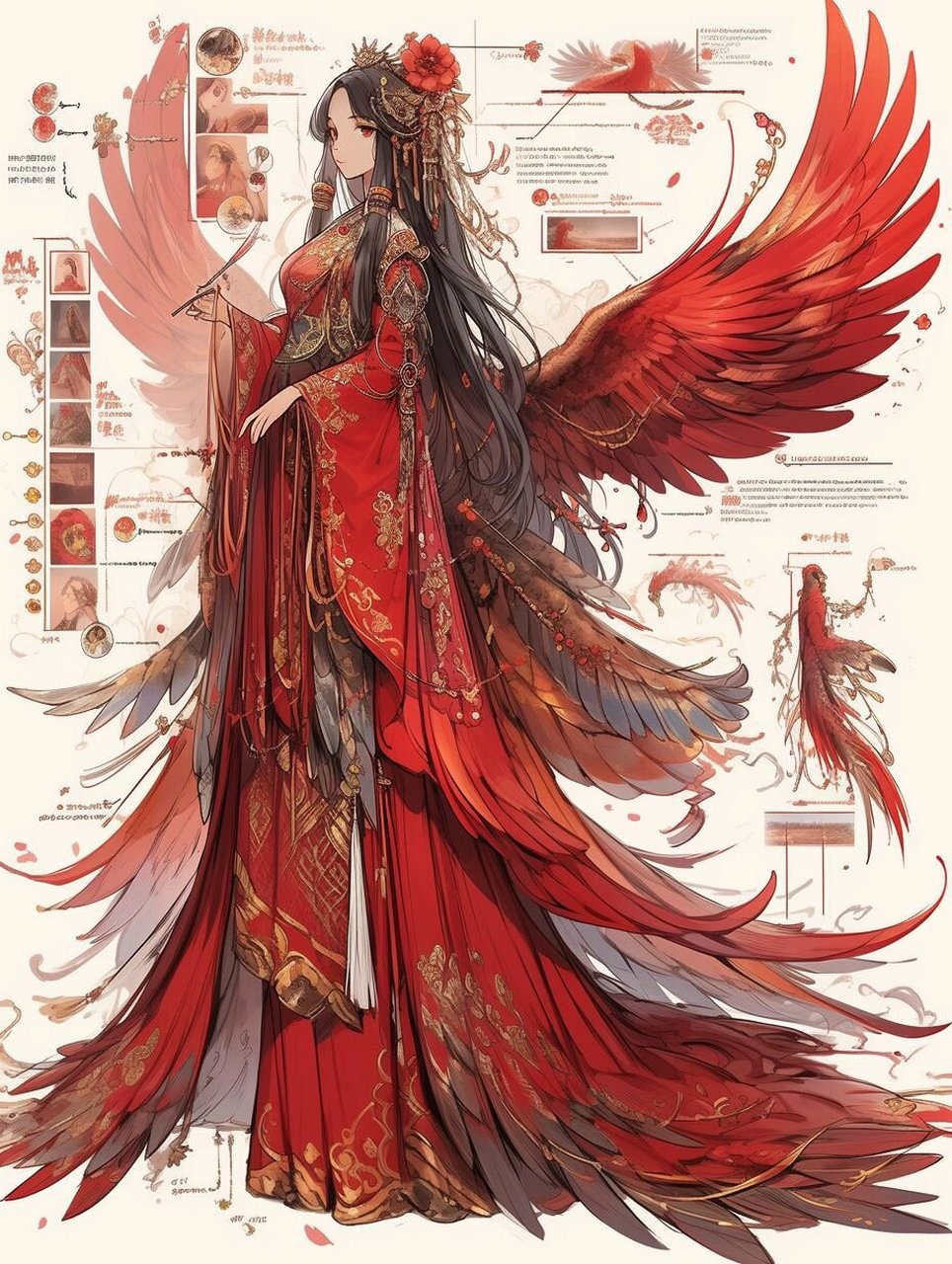 ai服装设计|国风|《山海经》凤凰97 丹穴之山,其上多金玉.