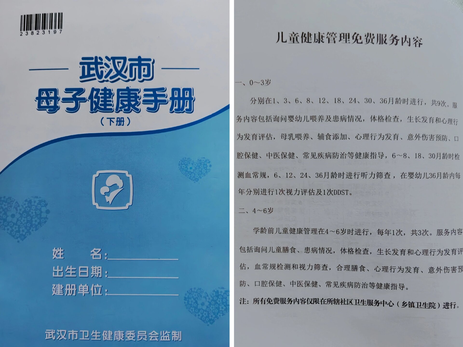 外省回汉 可补办武汉市儿童保健手册 去社区医院打一岁半的疫苗时