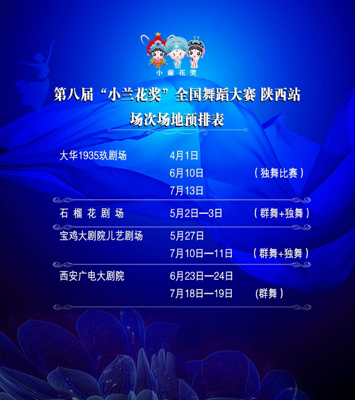 第八届"小兰花奖"陕西站场次时间表出来啦 第八届"小兰花奖"全国舞蹈