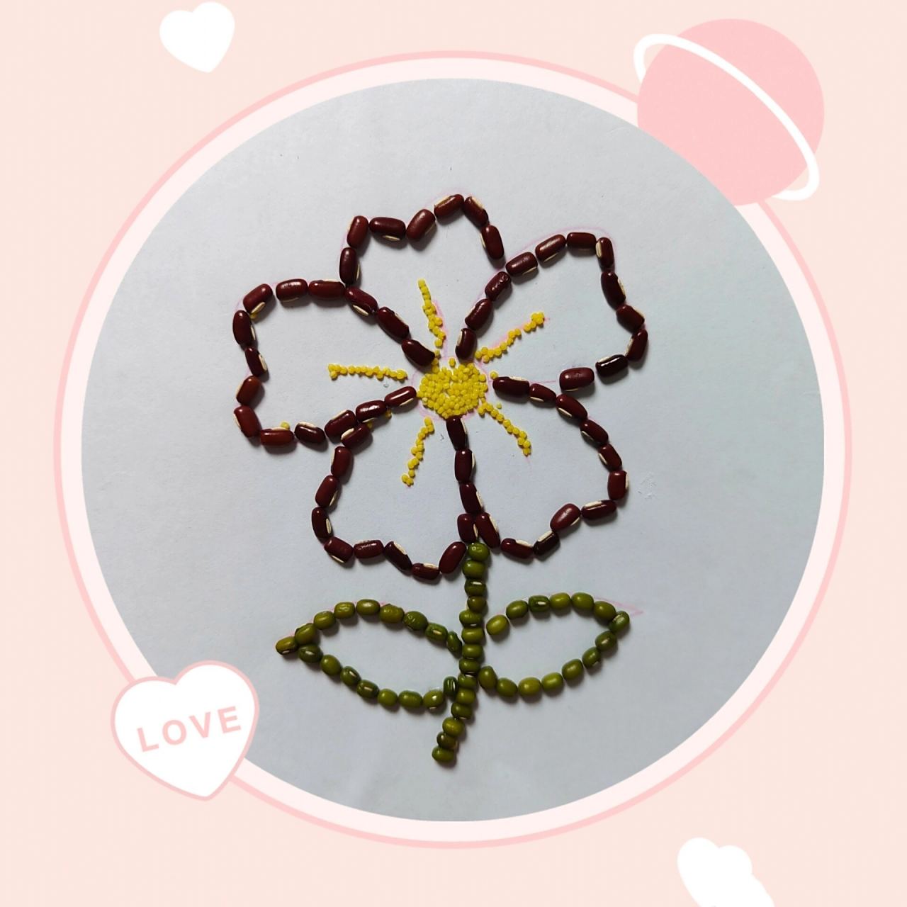 创意手工豆类种子粘贴画