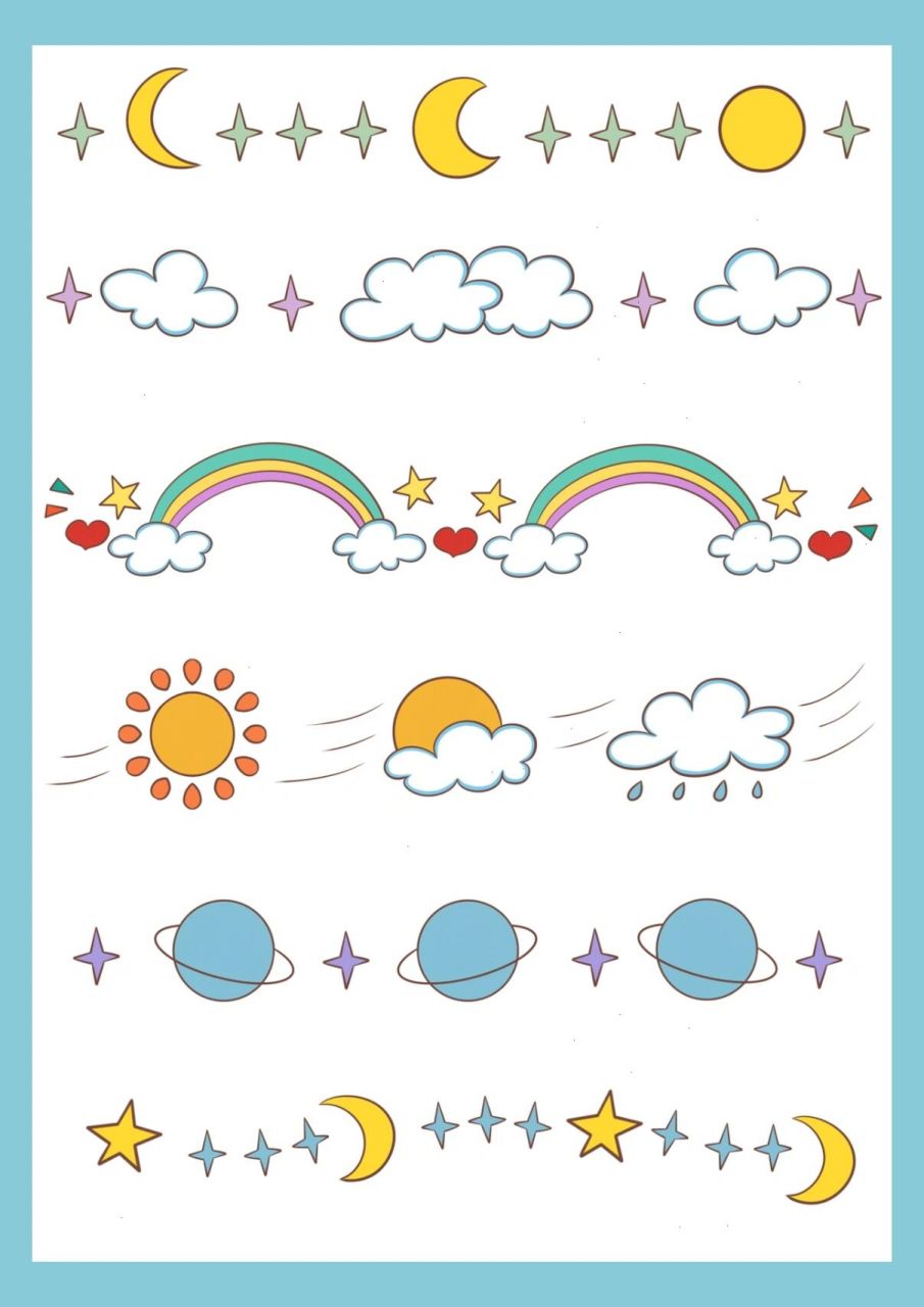 手帐手抄报分割线——天空篇  喜欢的宝子收藏起来哦 可做手帐手抄报