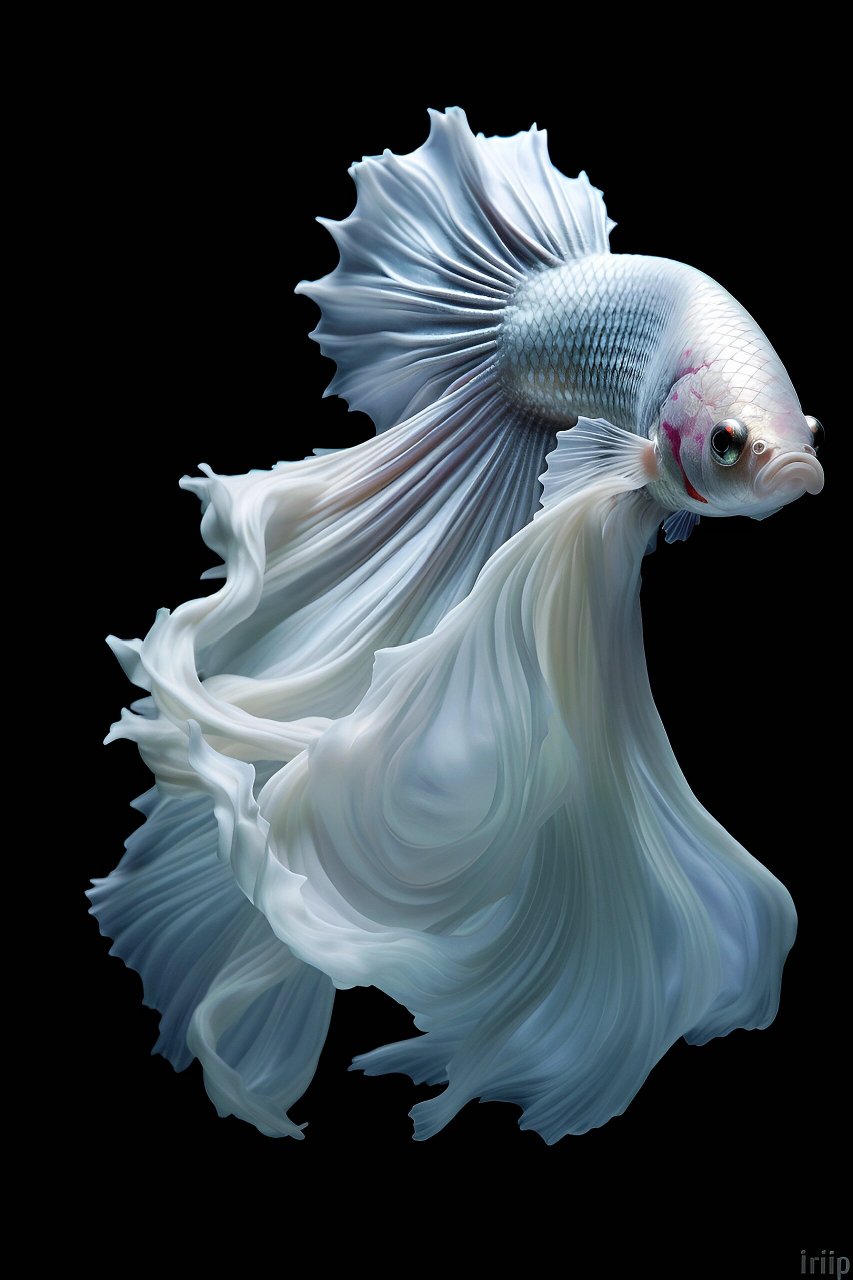 绘画素材:白色斗鱼