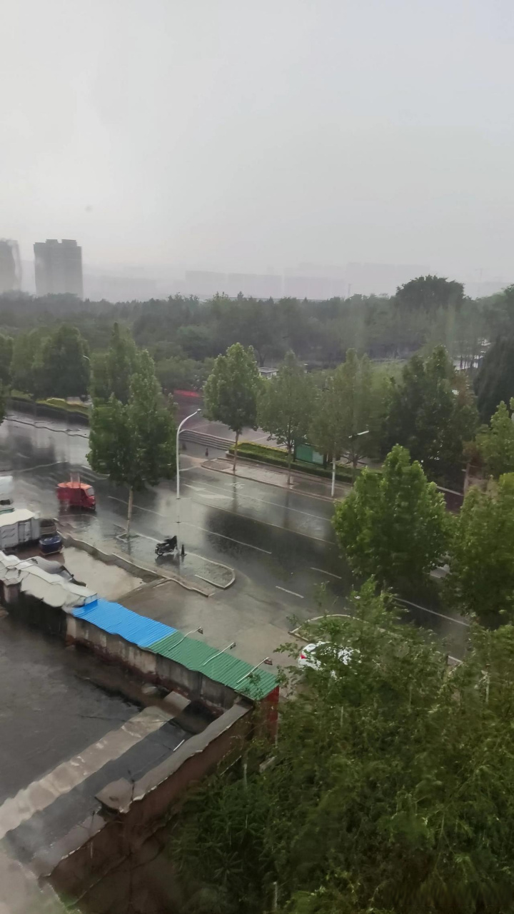 盼月亮淄博终于下大雨了,可是万万没想到下的大雨里面居然夹杂了冰雹