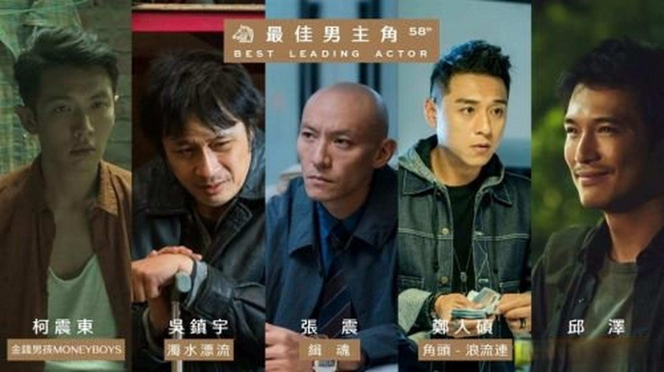 金马奖 第58届金马奖最佳男主角包含吴镇宇,柯震东,张震,邱泽和
