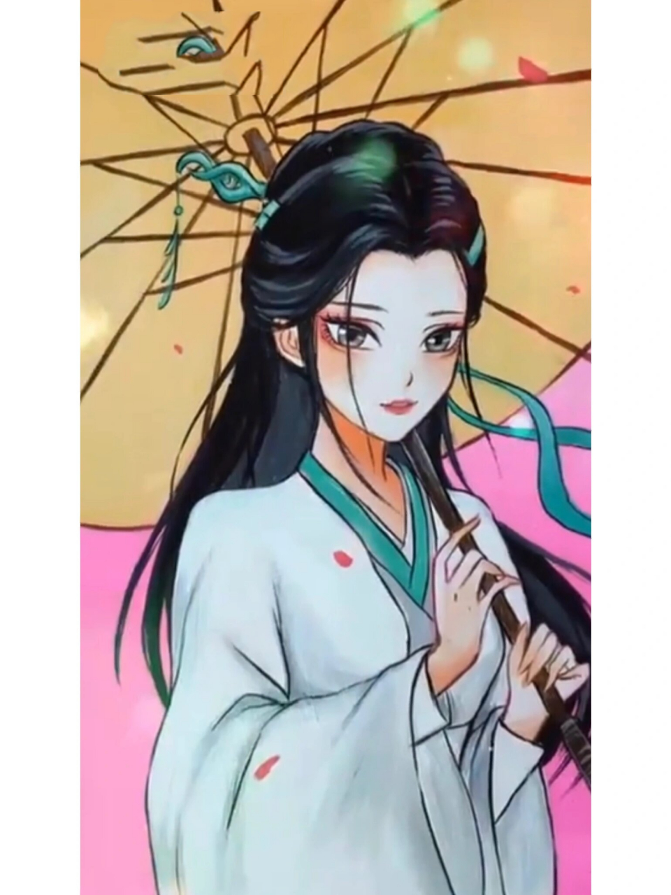 白娘子素描彩铅画图片