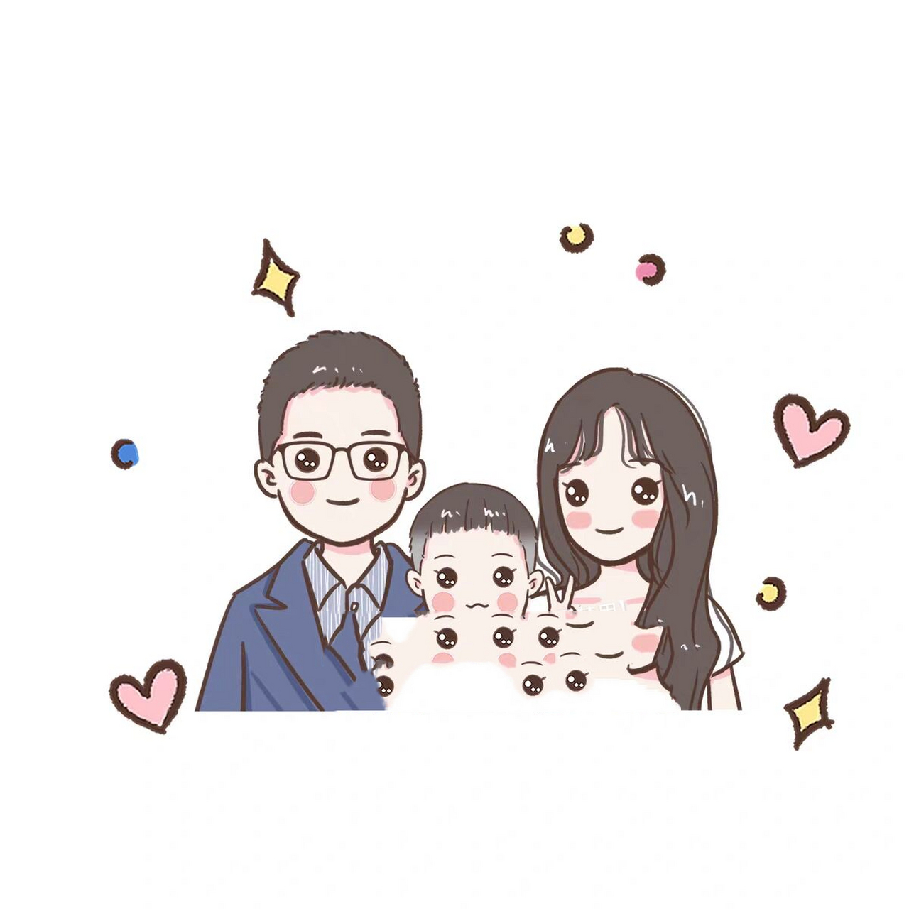 亲子卡通头像可爱全家福头像,太可爱了 超级幸福的一家人,幸福的一家