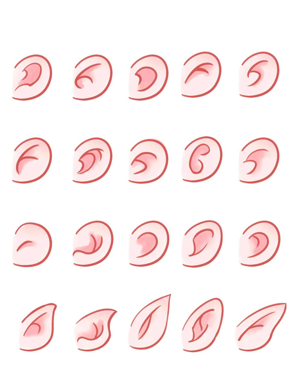 【速写】20个q版耳朵|3步搞定耳朵的画法 q版的耳朵概括成圆形会很