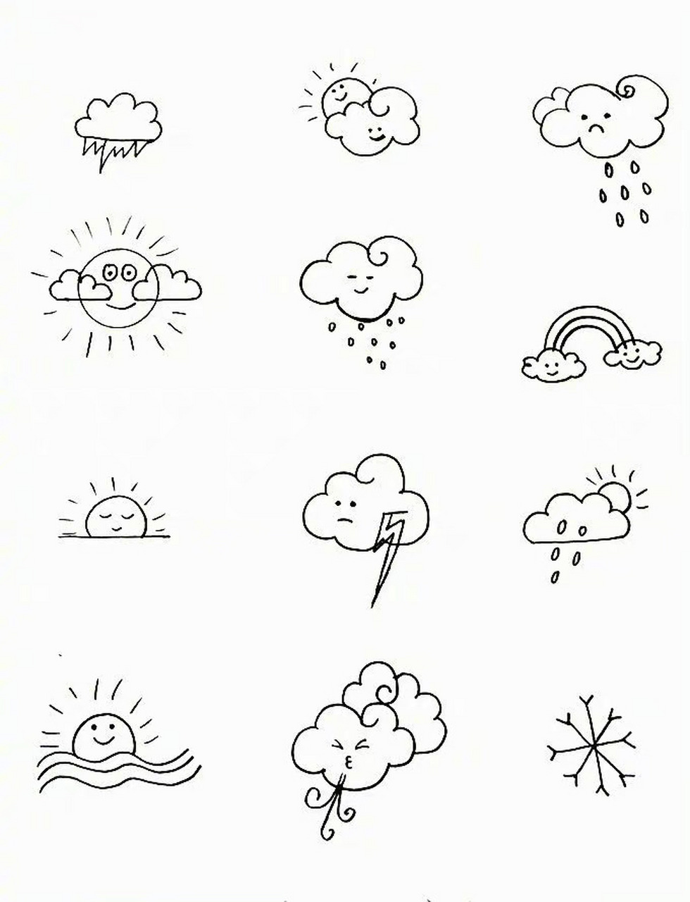 百个天气小素材简笔画,收藏了!