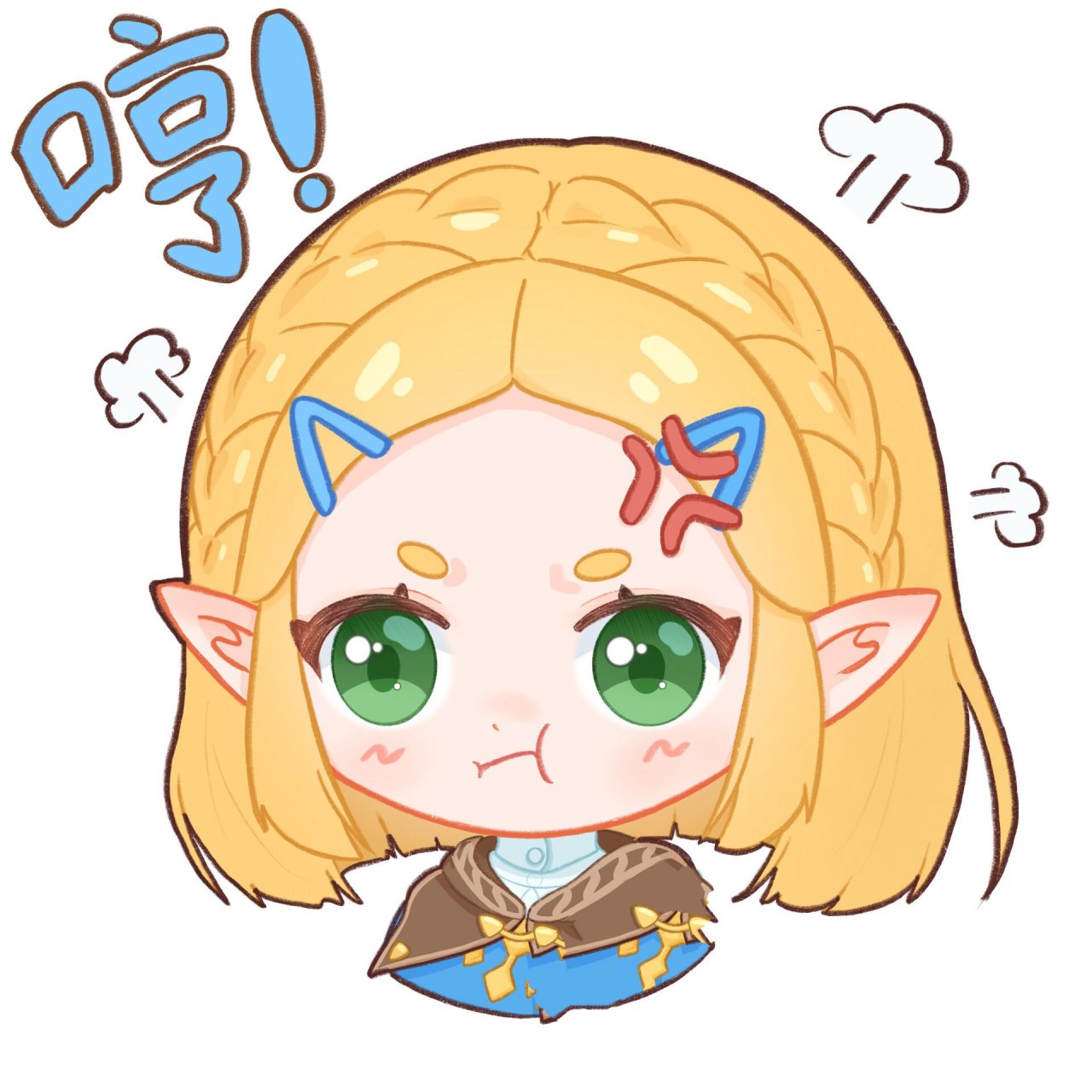 q版短发塞尔达~头像&表情包~ 论如何用一张图混出个九宫格~哈哈哈~ 把