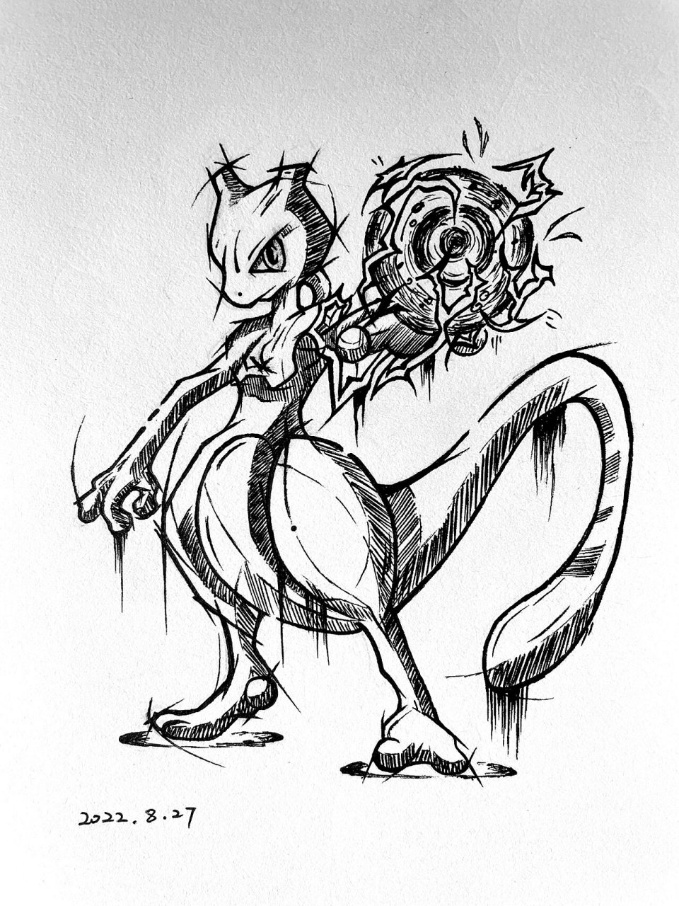 绘画临摹|神奇宝贝|超梦 pokémon:mewtwo 精灵宝可梦