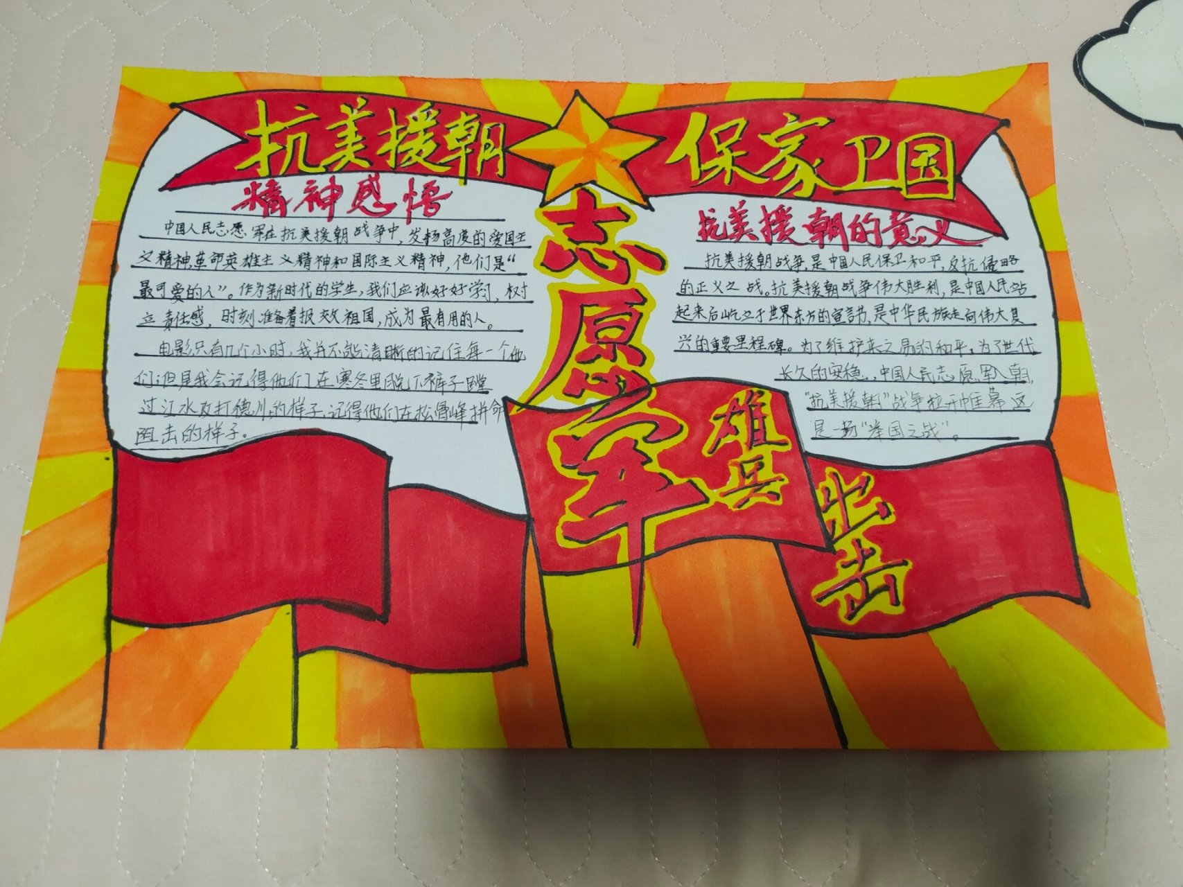 国庆手抄报《志愿军.雄兵出击》