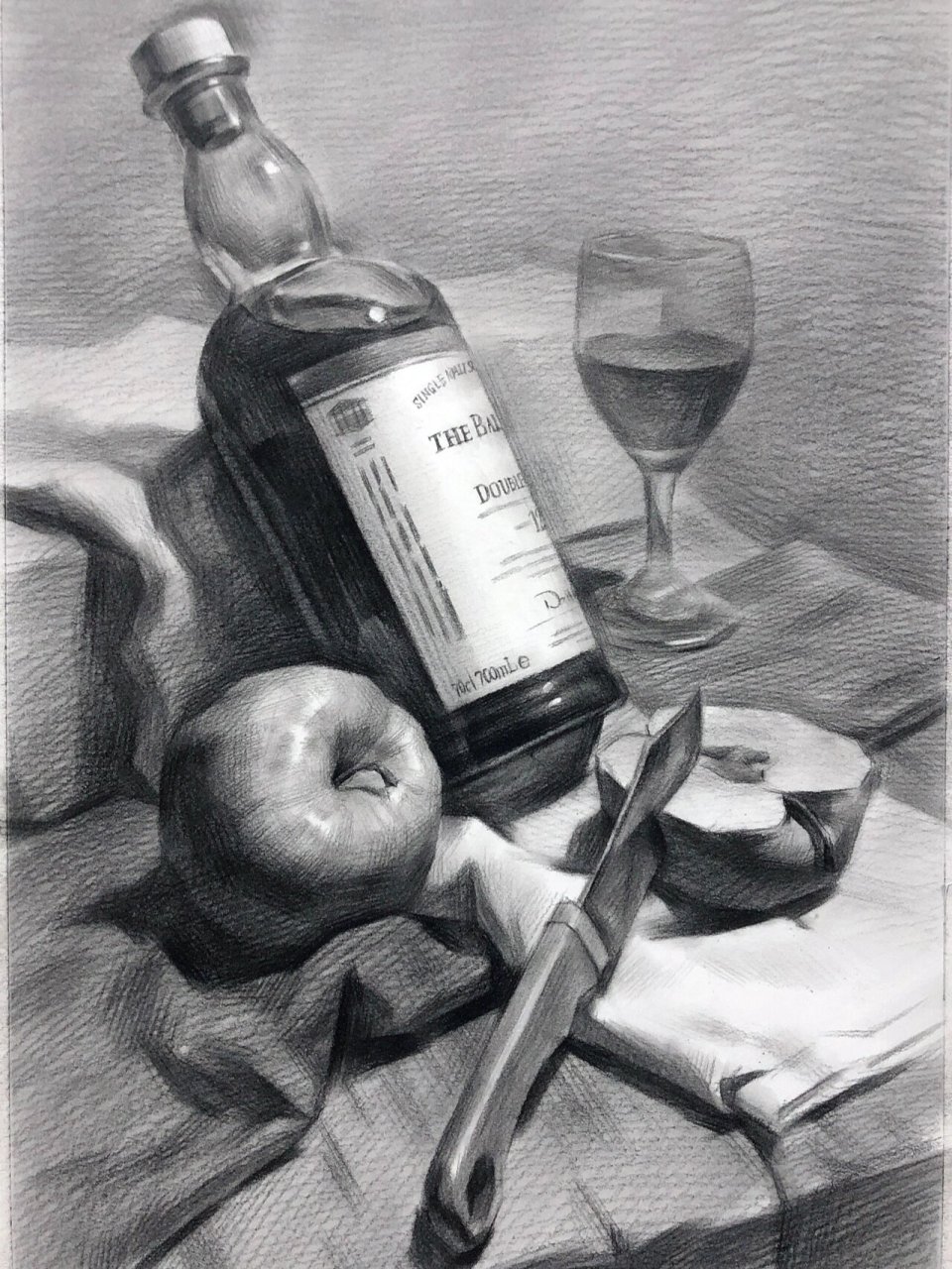 素描静物玻璃酒瓶步骤