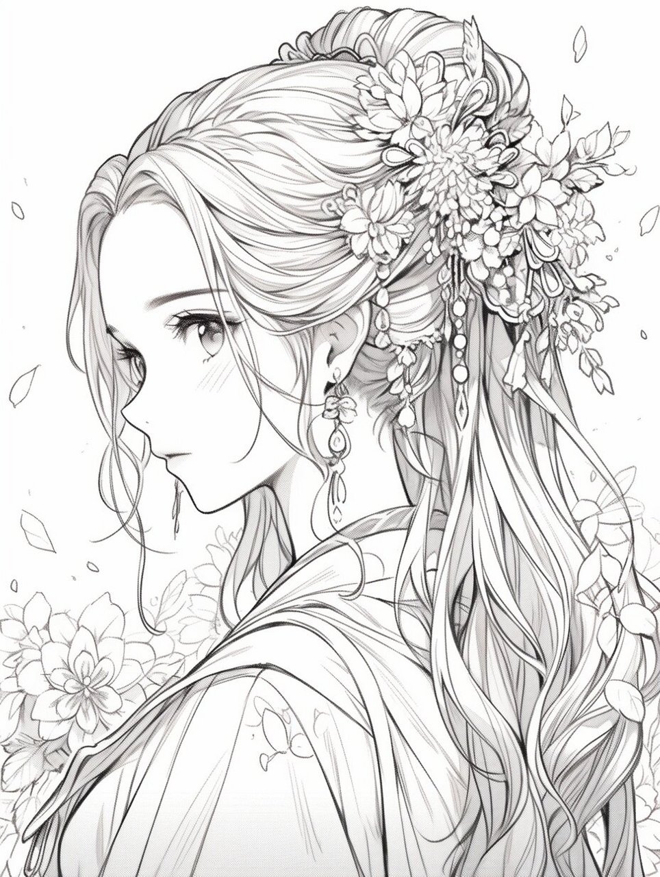 古风女生线稿/涂色