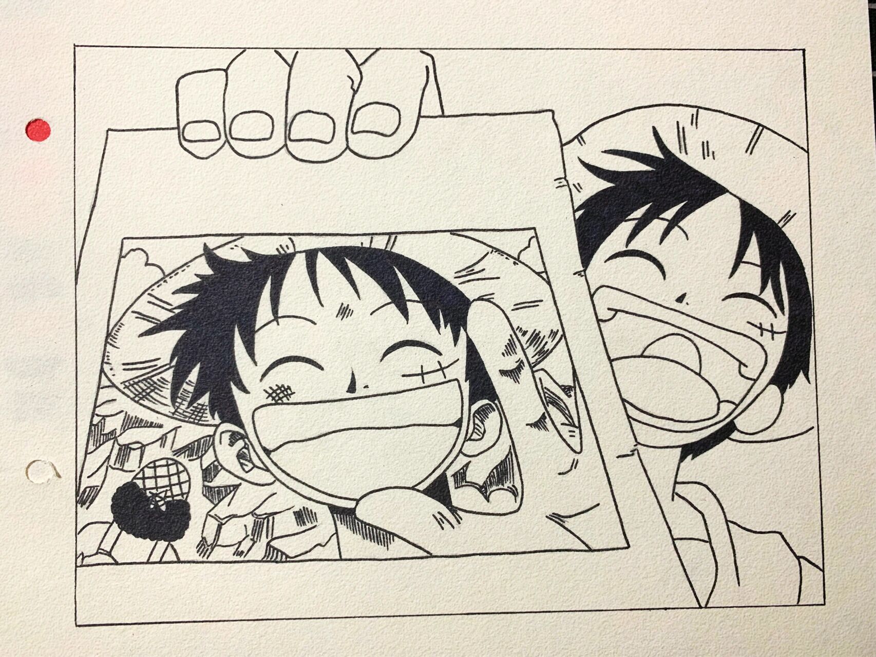 手绘海贼王|路飞(附过程图线稿