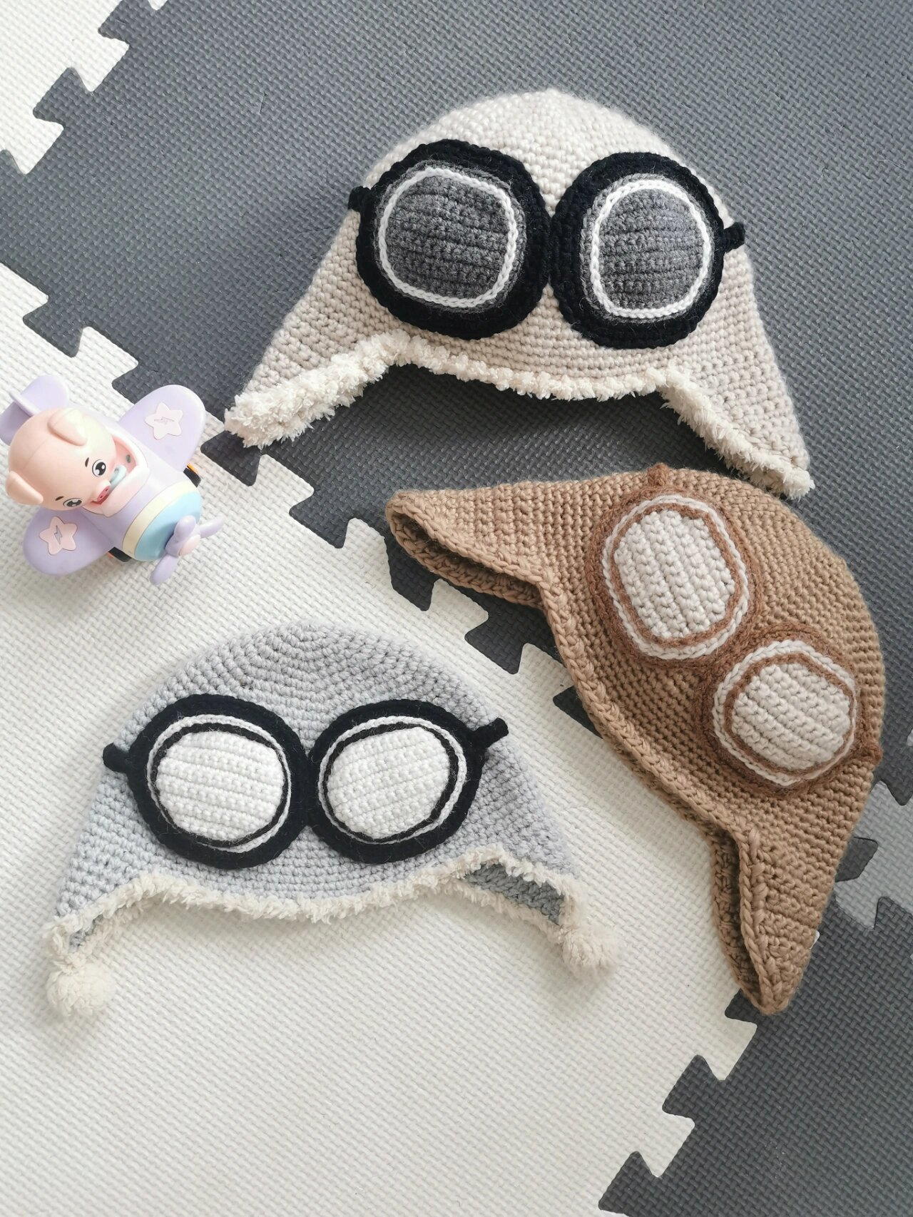 飞行员钩针帽子来一波(图解已发) 小男孩最爱 天气凉了 做起来吧 图解