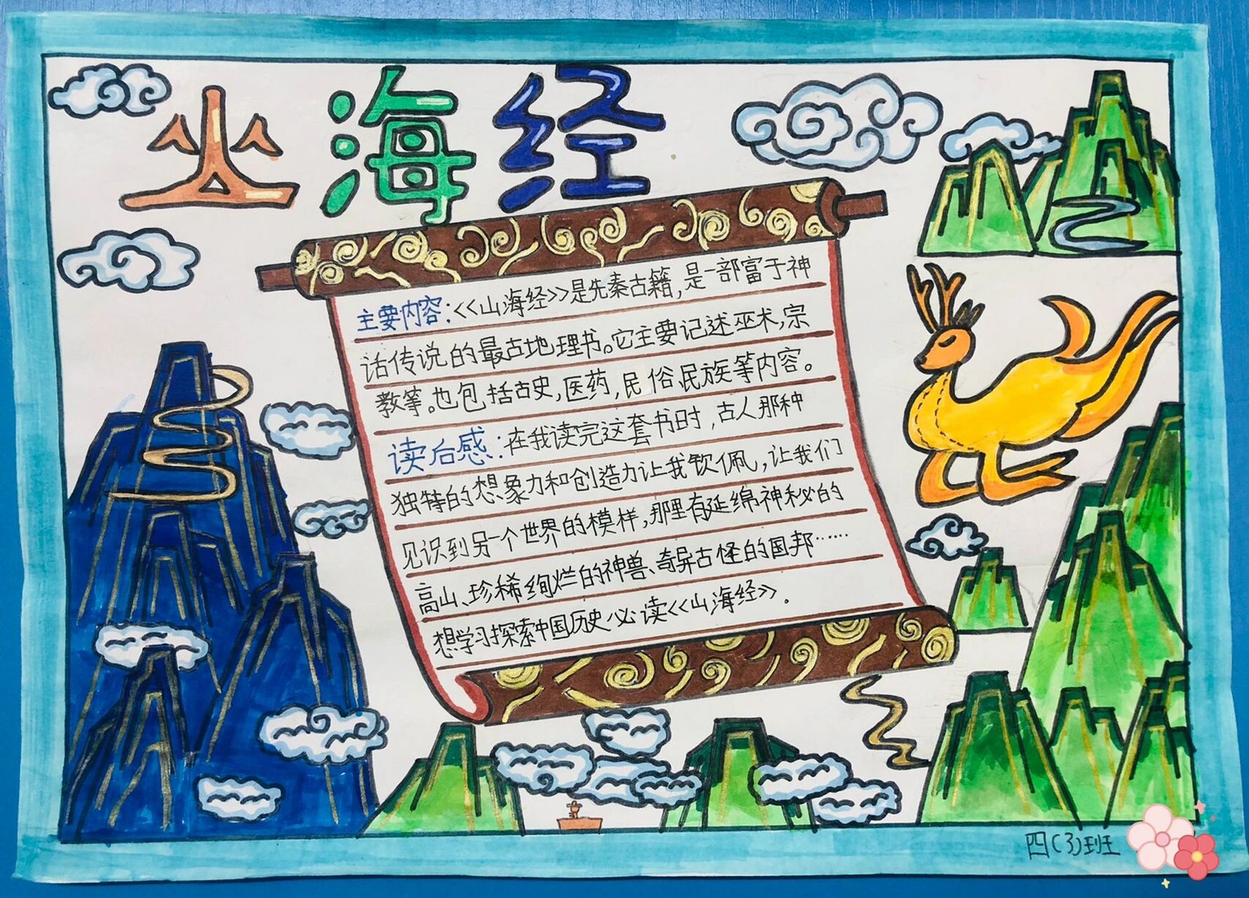 《山海经》手抄报  	 《山海经》手抄报,四年级上,暑假作业 (临摹作品