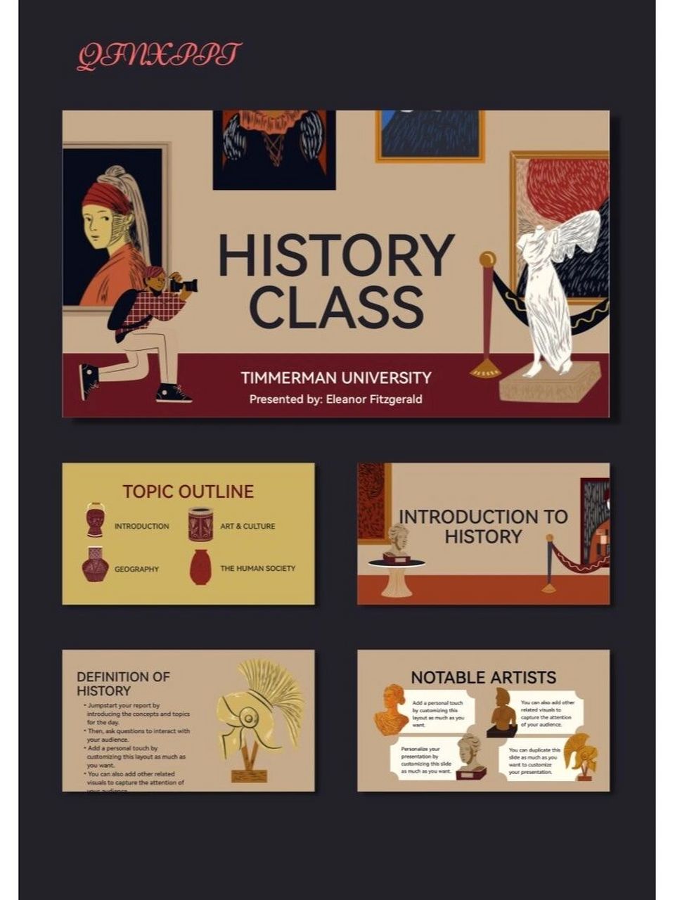 复古高级感西方艺术设计ppt模板【429】 06共20页,图文可任意编辑