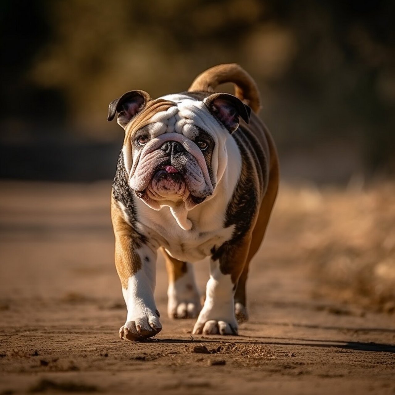 英国斗牛犬 bulldog 英国斗牛犬是一种中型犬,以其皱纹的面孔,肌肉