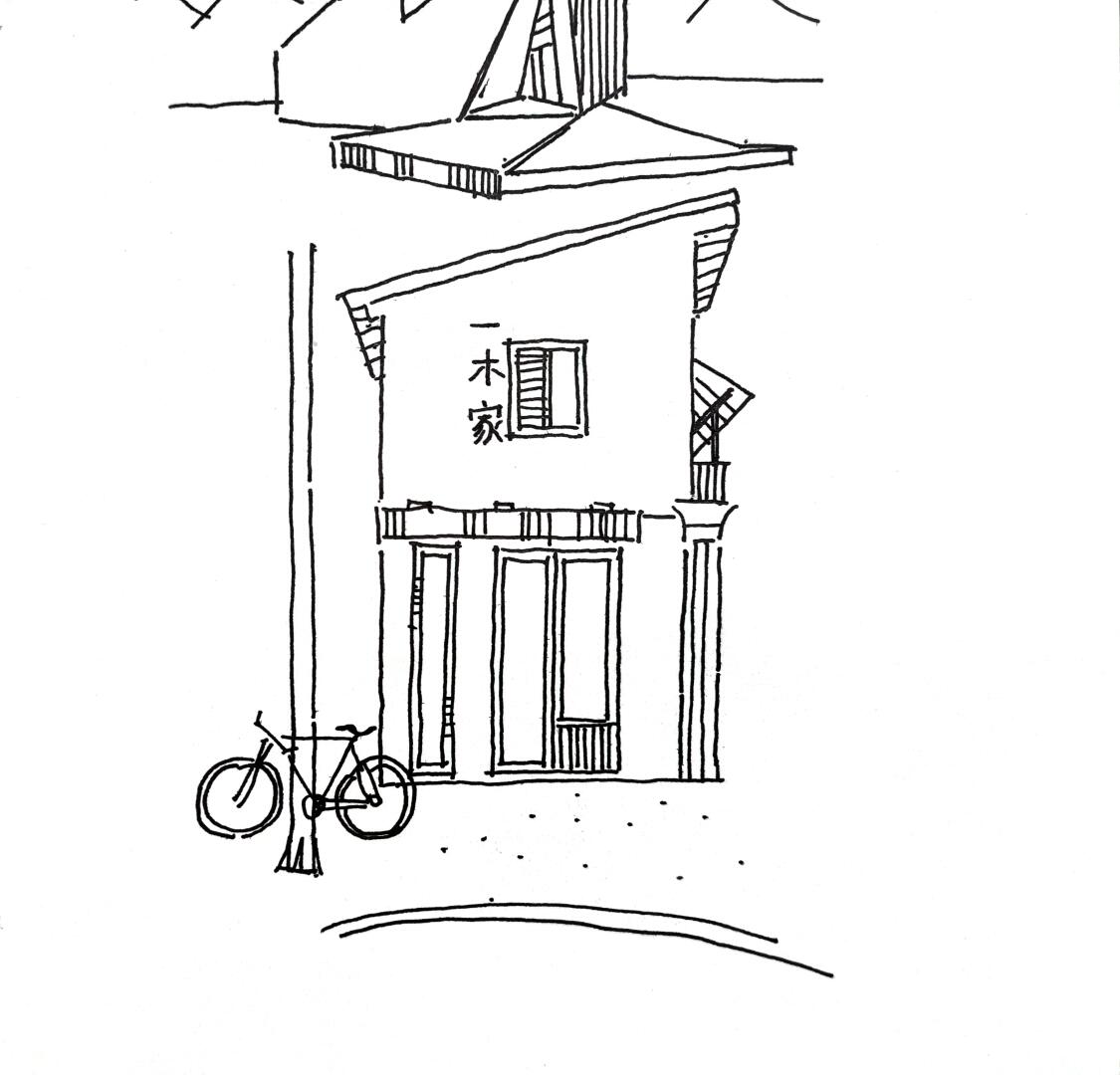 街边咖啡馆简笔画~