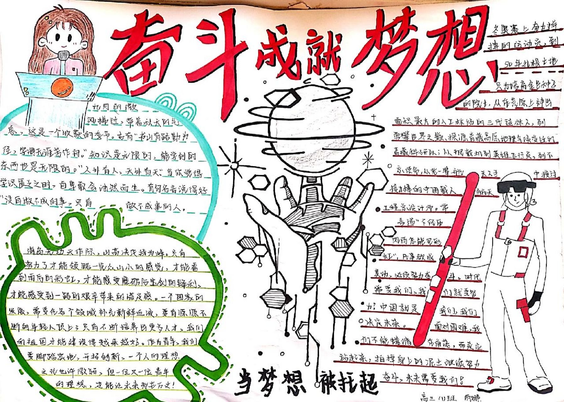 奋斗成就梦想手抄报    仿.q-画小白自习室