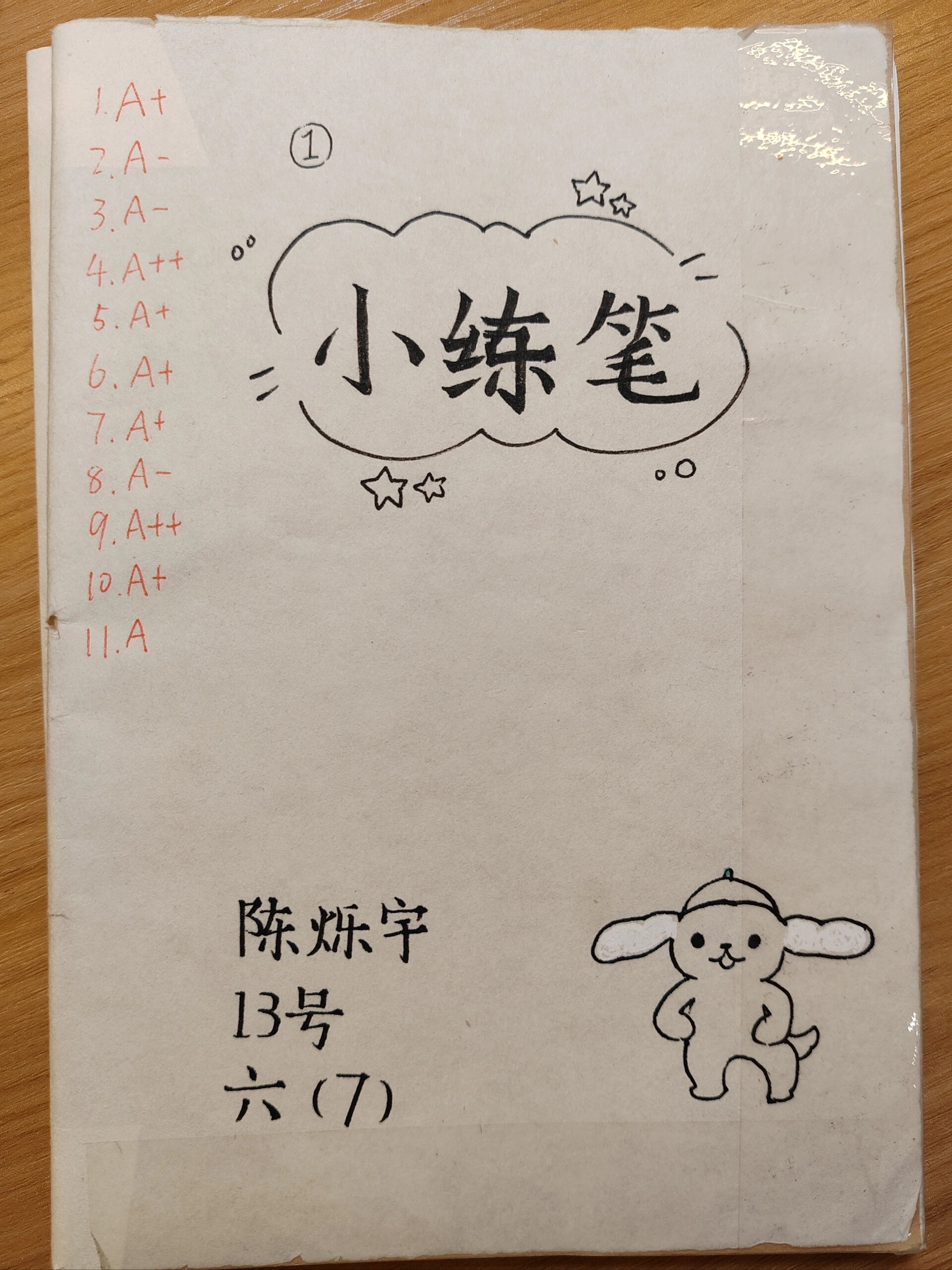 六年级女儿自己设计的作业本封面