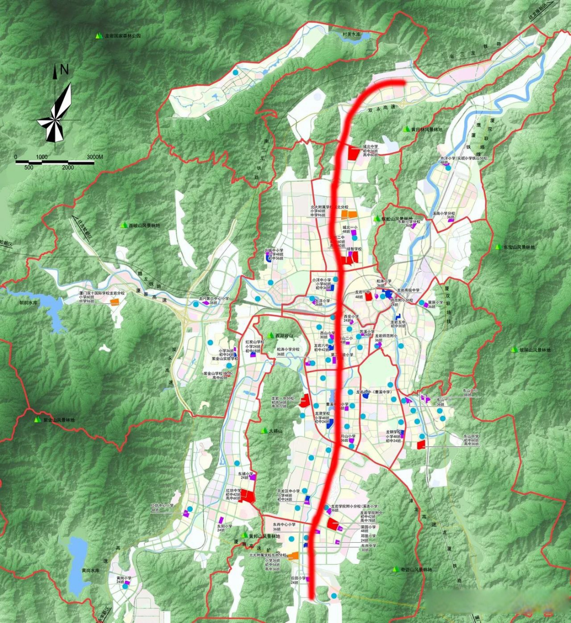 郑永高速龙岩北收费站,北接龙岩北高速出口,南至东肖后田村