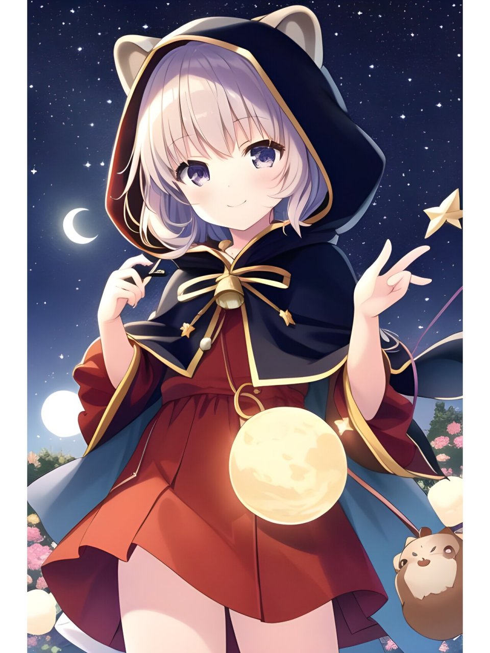 可爱戴兜帽的小萝莉女孩,动漫二次元绘画 #西安随手拍#0202#二