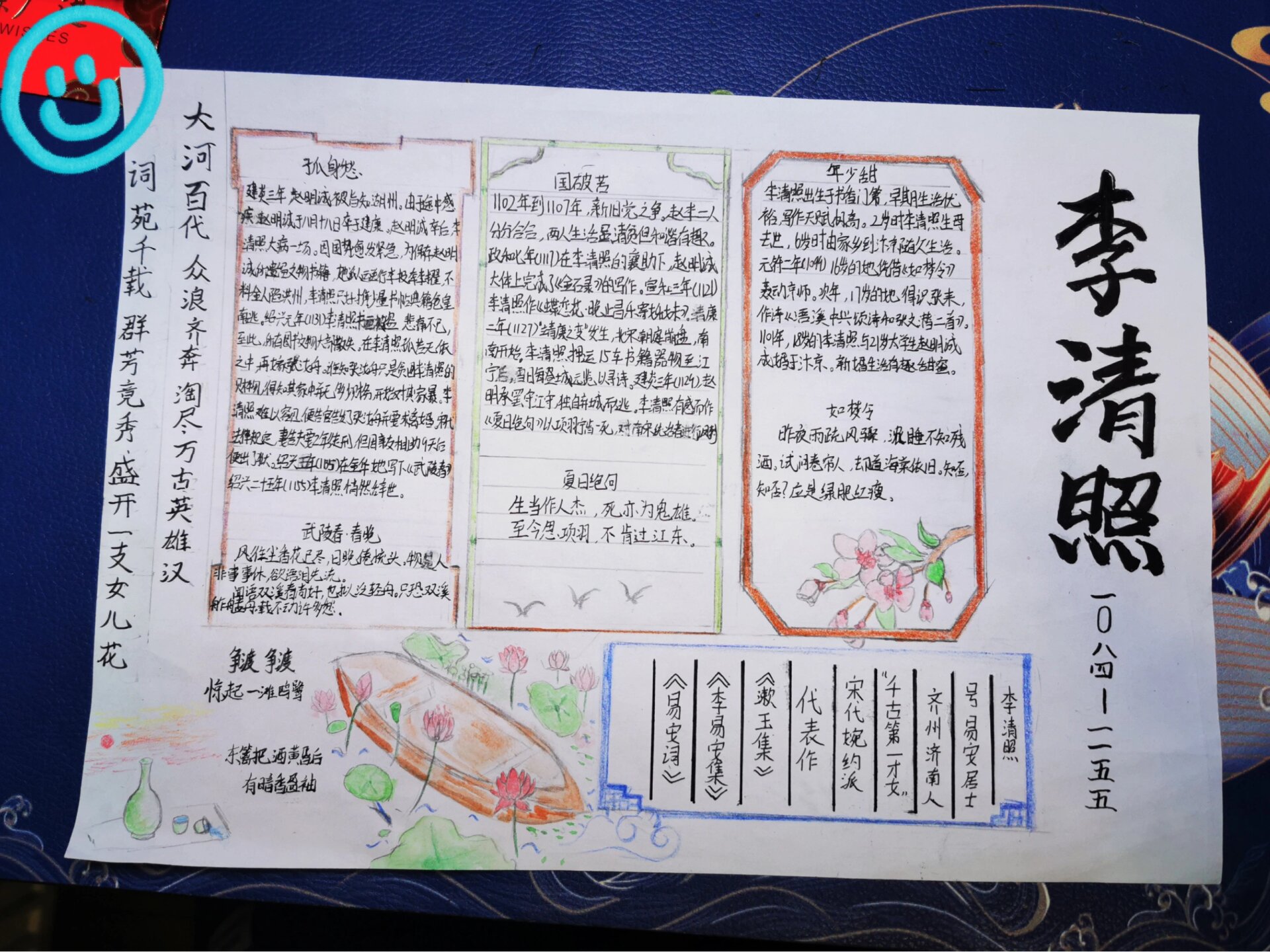 李清照生平与词作手抄报