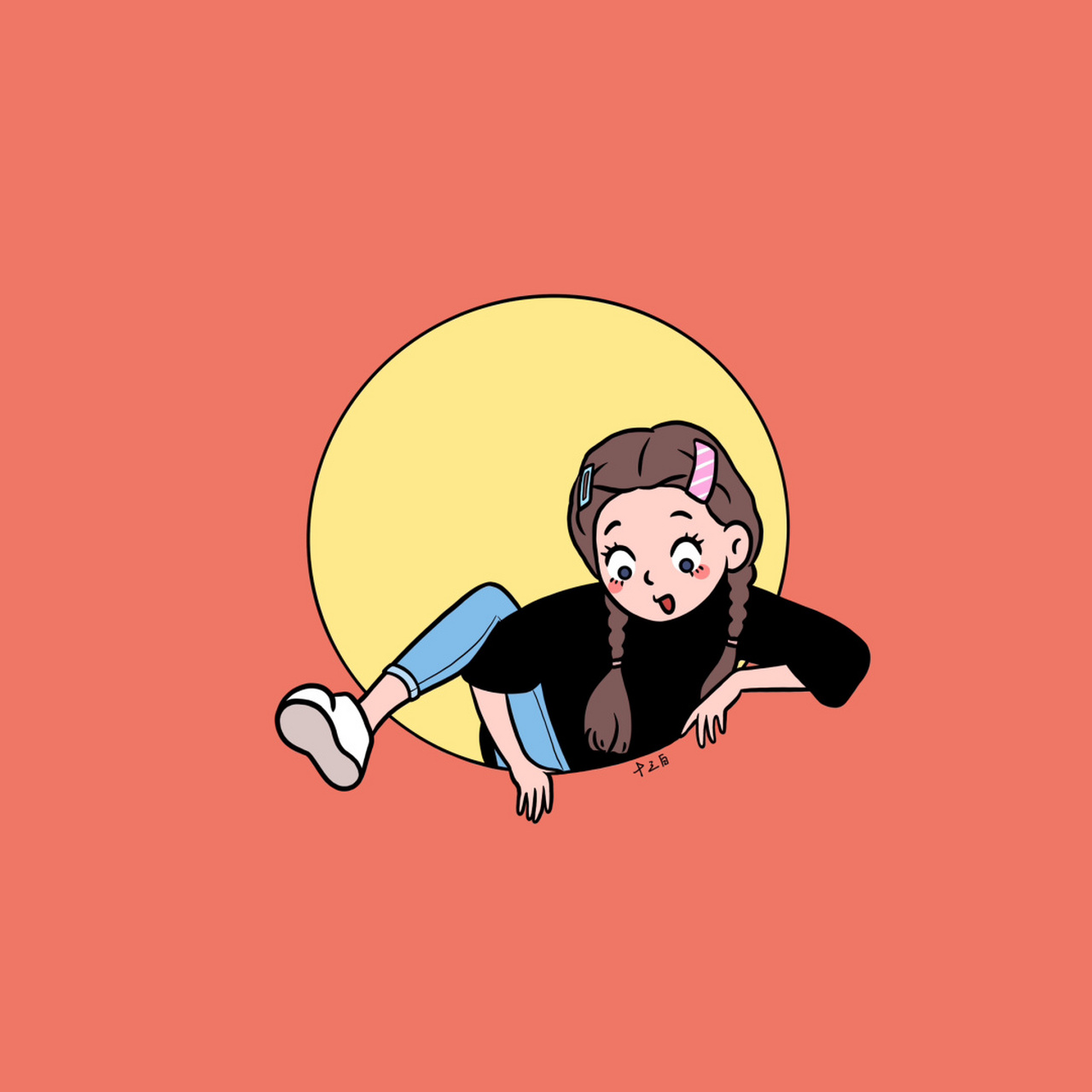 我是原创插画师# #画画# #治愈# #壁纸# #手绘头像# #如果回到过去