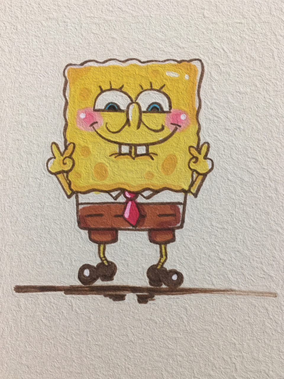 可爱简笔画 海绵宝宝//附过程 给生活比耶709915 快乐翻倍