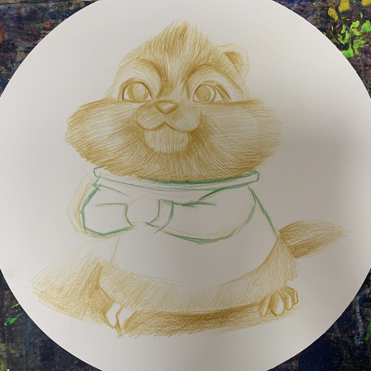 彩铅松鼠9715绘画步骤 绘画要点:彩铅叠色技法应用,由浅到深,慢慢