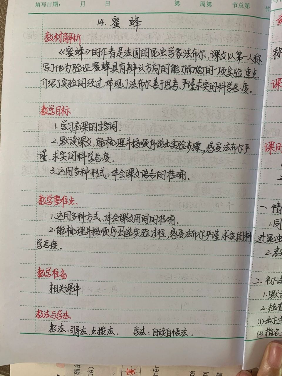 第14课《蜜蜂》教案 部编版语文三年级下册 第14课《蜜蜂》教案,共2