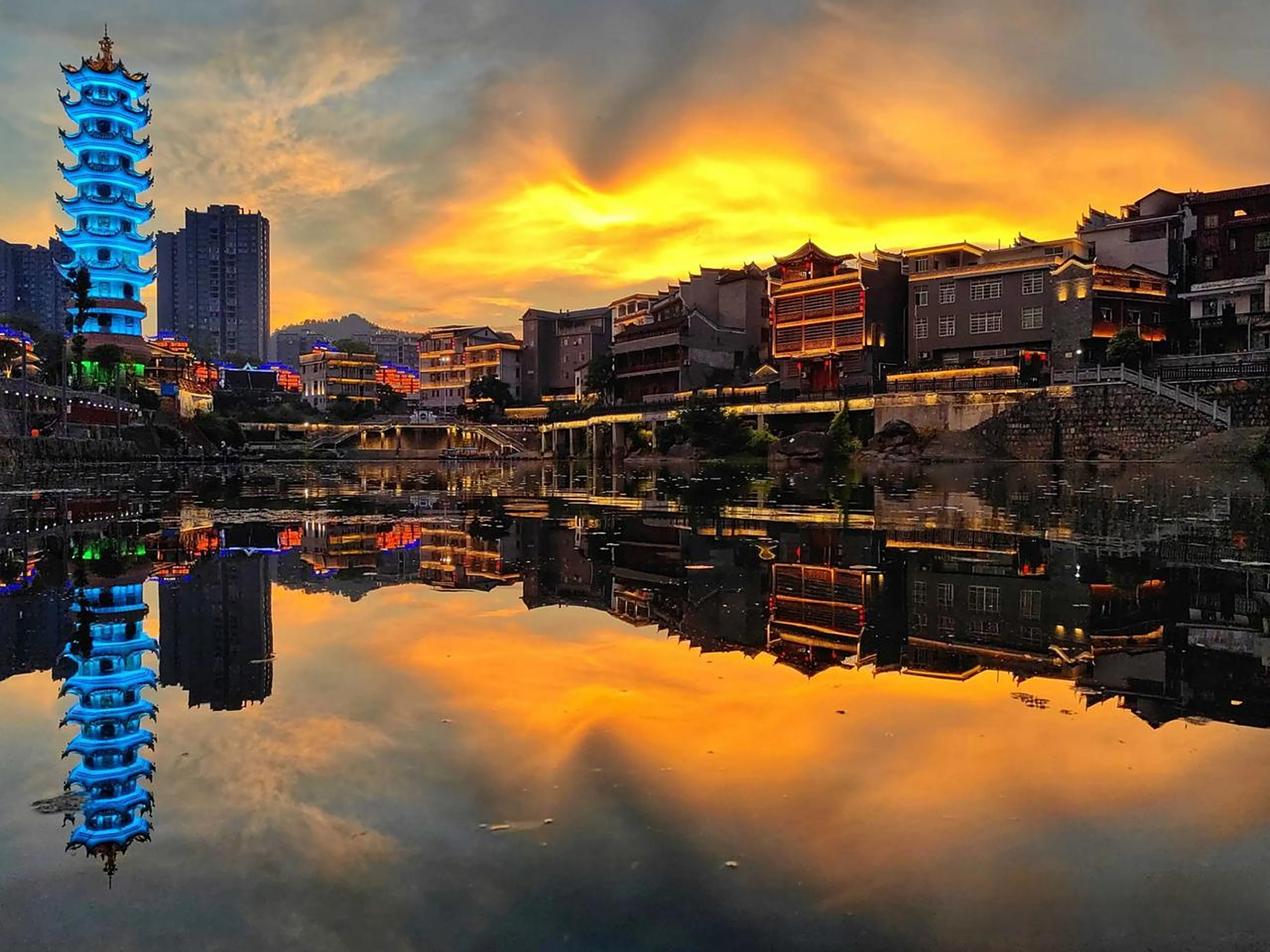 湖南省湘西州吉首市乾州古城 拍摄美丽的城市 湘西苗乡风景