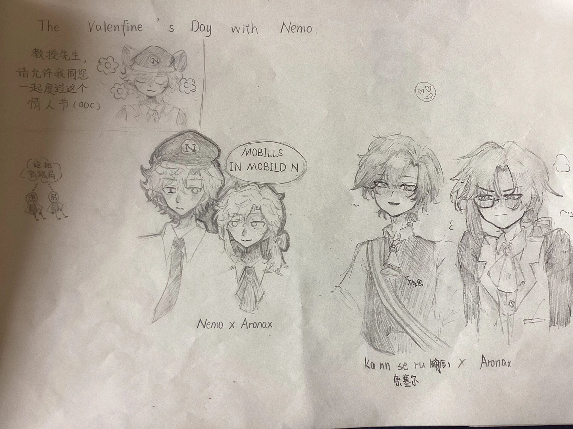 和朋友画磕的《海底两万里》cp 左边是朋友画的尼摩船长和阿龙纳斯