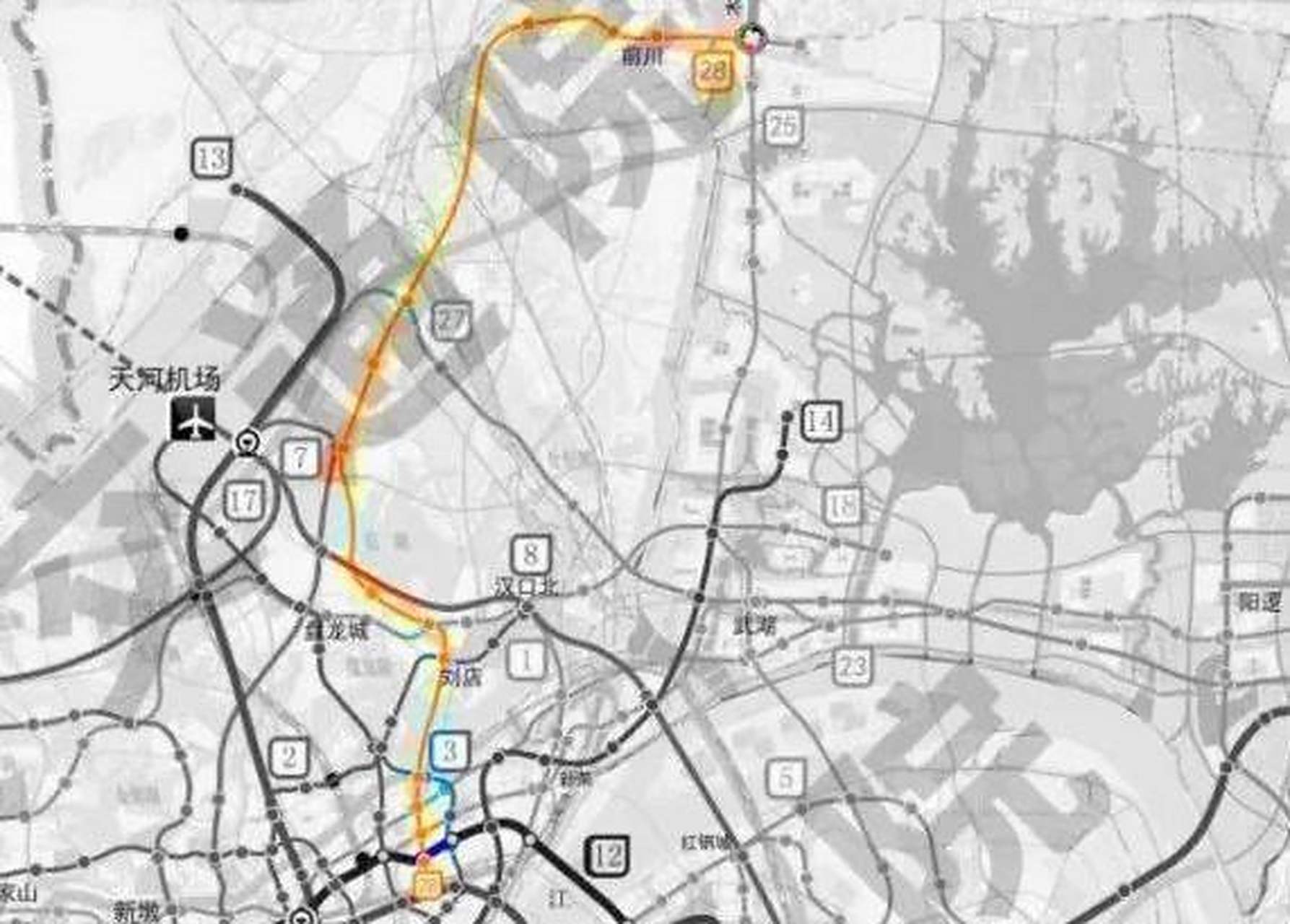 武汉地铁28号线示意图