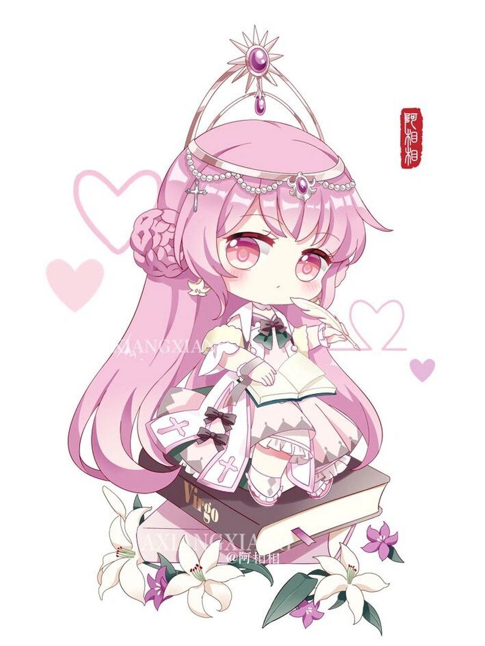 十二星座q版拟人处女座少女头像插画分享 周末好这是十二星座q版系列