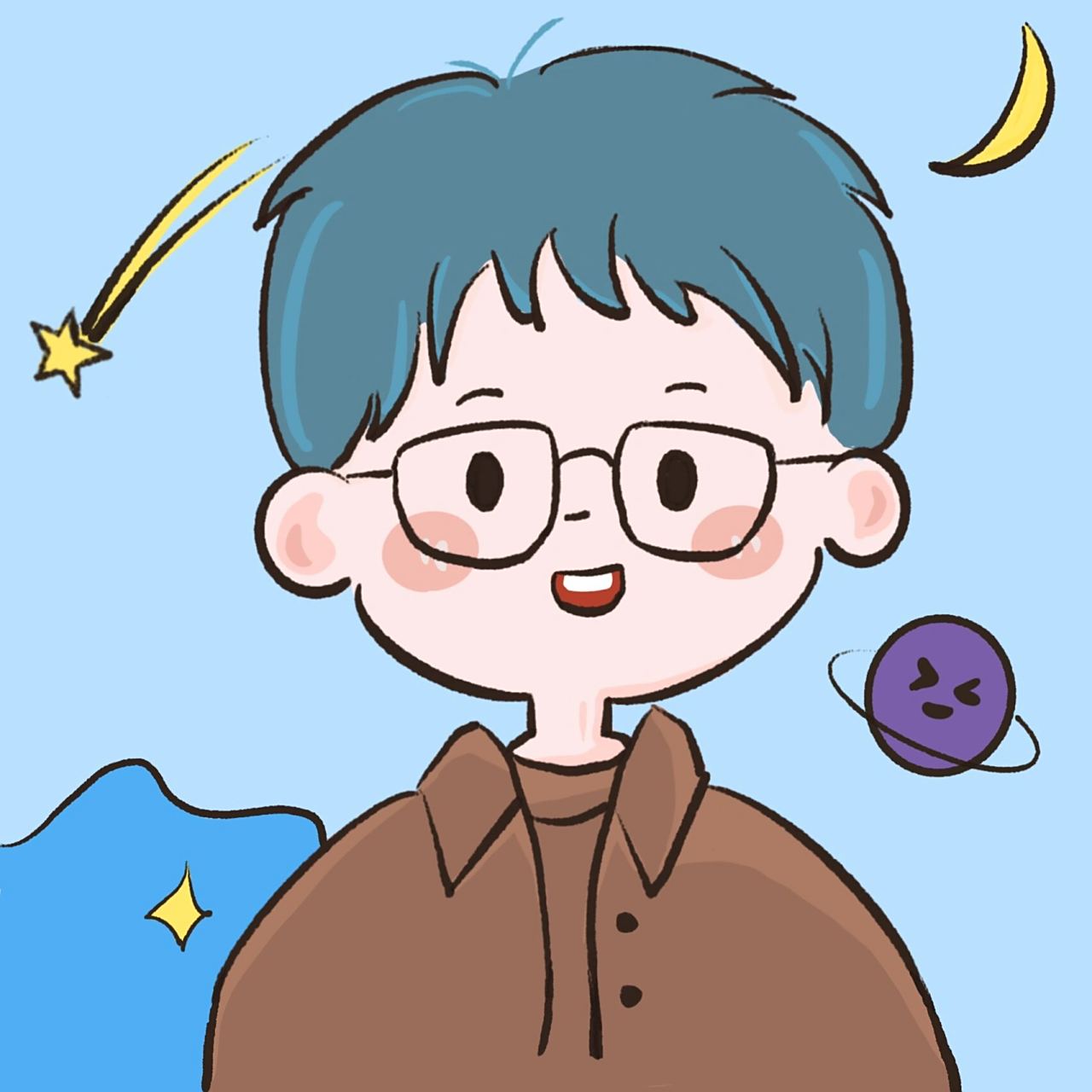 简笔画第7天:男生简笔画头像来咯 简单的男生头像简笔画 上色的时候好