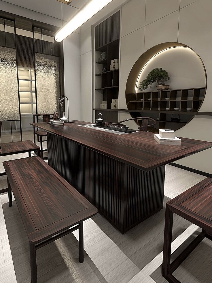 五种新中式会客室设计|高木整装 五种新中式办公室会客室整装设计