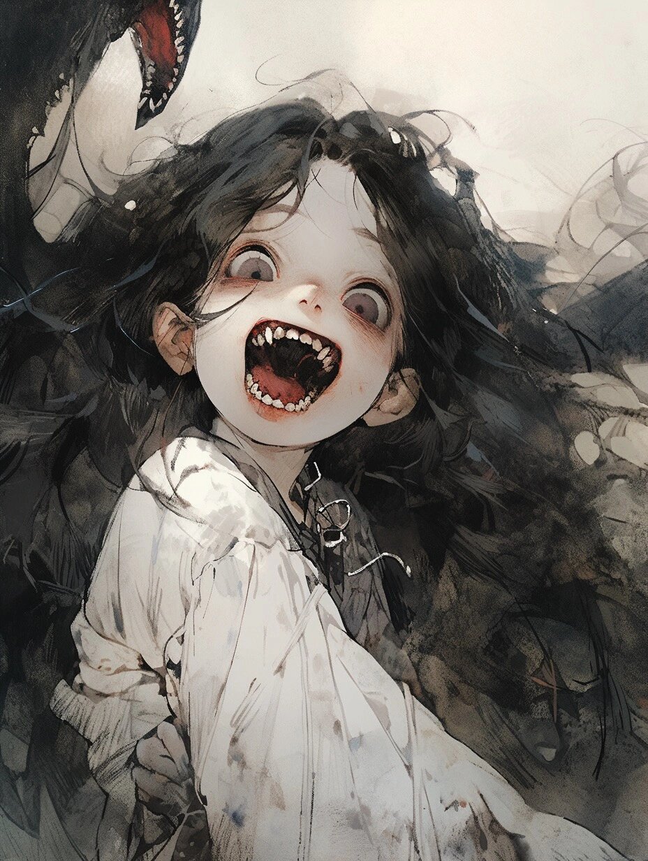 绘画主题素材——恐怖的小女孩