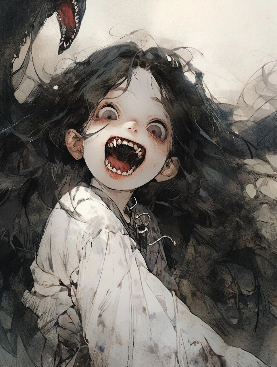 绘画主题素材——恐怖的小女孩