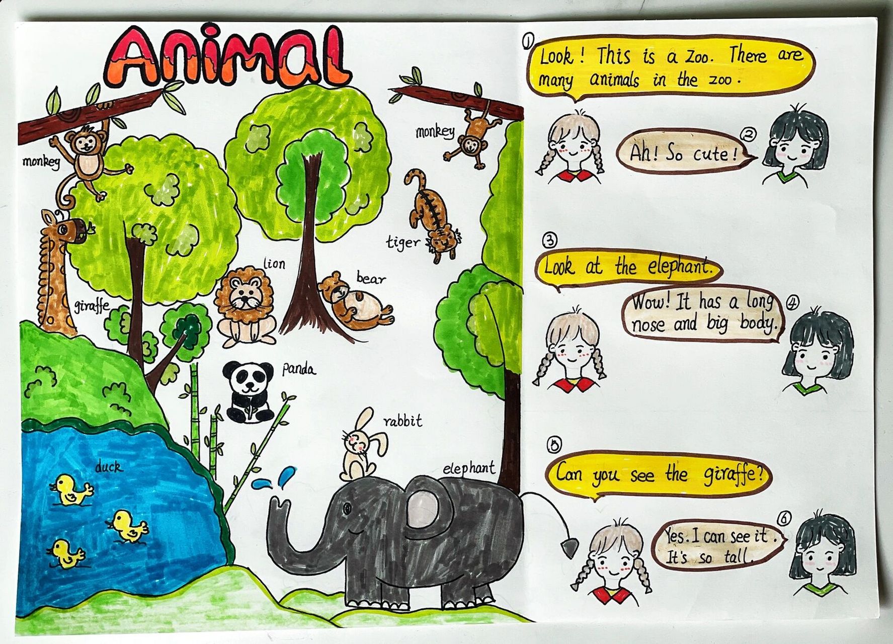 动物英语手抄报～英语情景对话